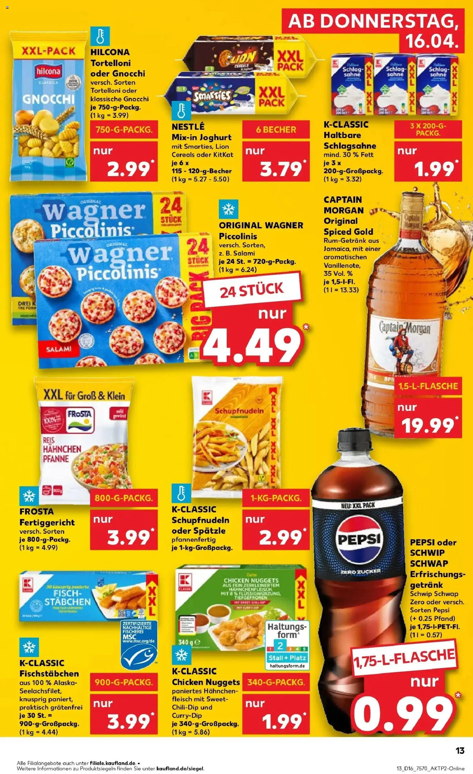 Kaufland Prospekt Solingen	 – gültig ab 16.04.2026 | Seite: 13 | Produkte: Frosta, Piccolinis, Salami, Fleisch