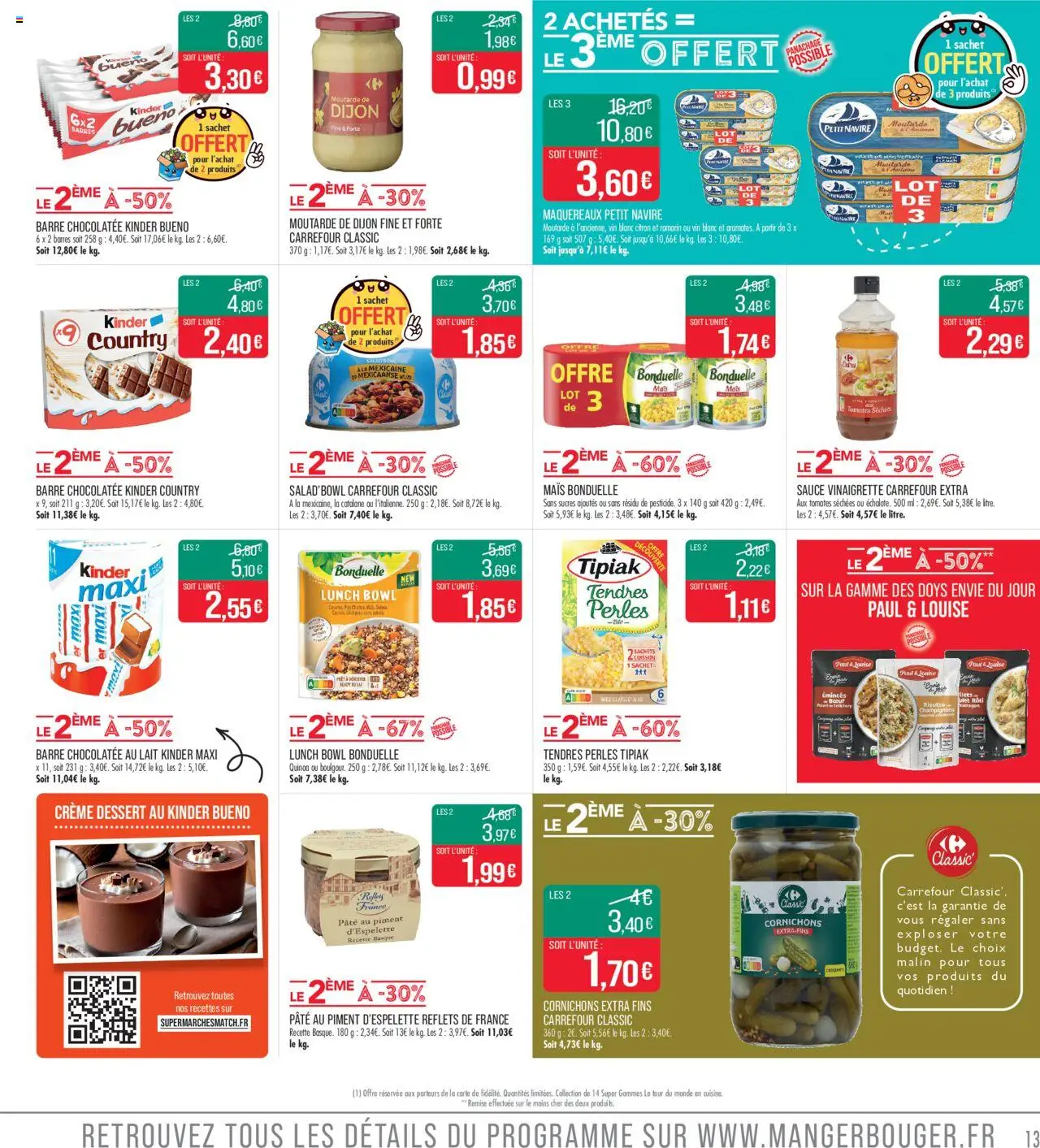  | Page: 13 | Produits: Kinder Bueno, Quinoa, Kinder country, Crème