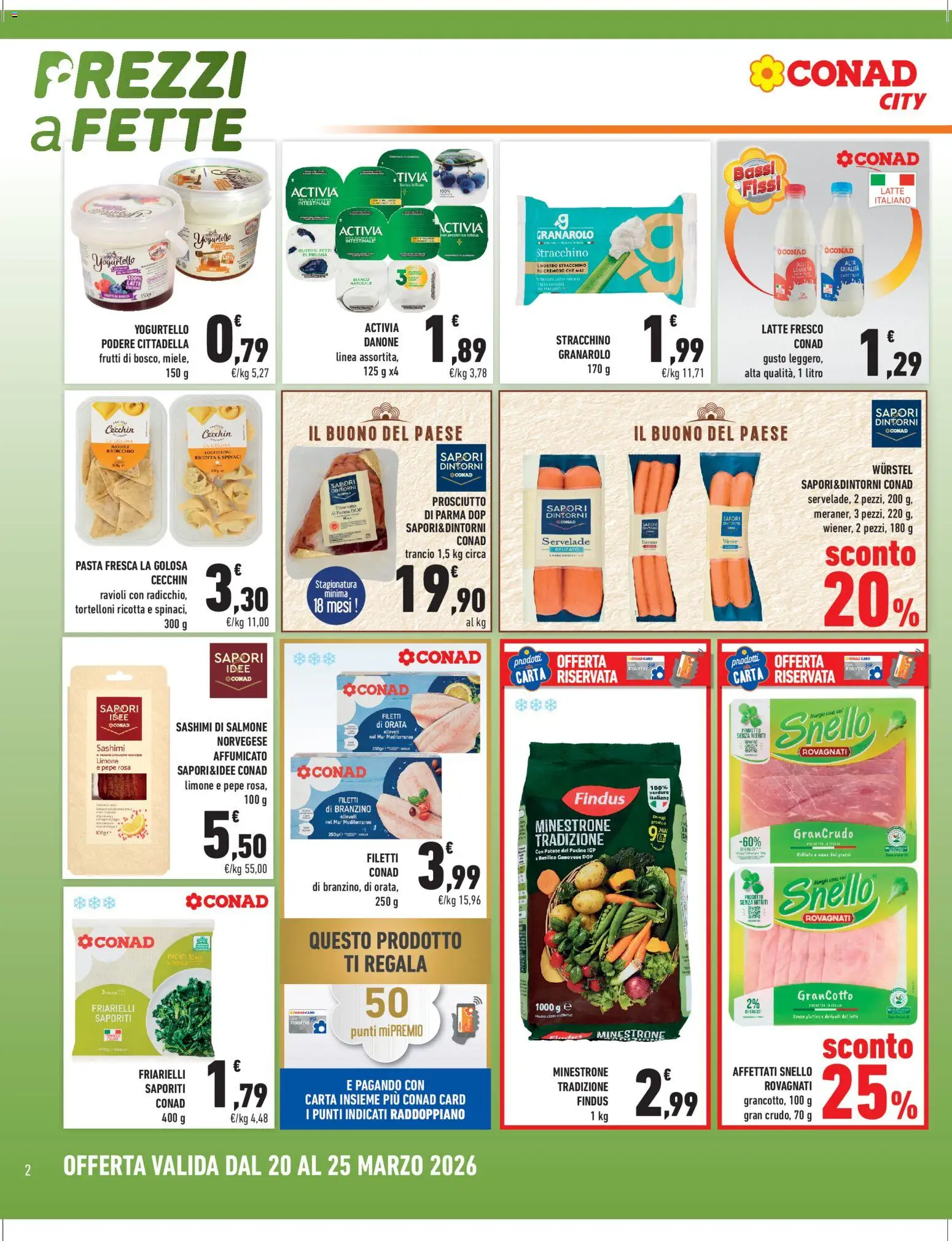 Volantino Conad del 20.03.2026 | Pagina: 2 | Prodotti: Minestrone, Patate, Branzino, Limone