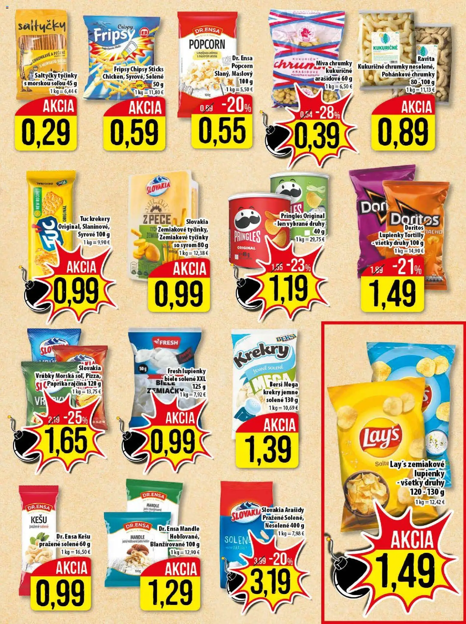 Nové Klas akcie – leták je platný od 03.11.2025 | Strana: 14 | Produkty: Pringles, Chipsy, Arašidy, Mandle