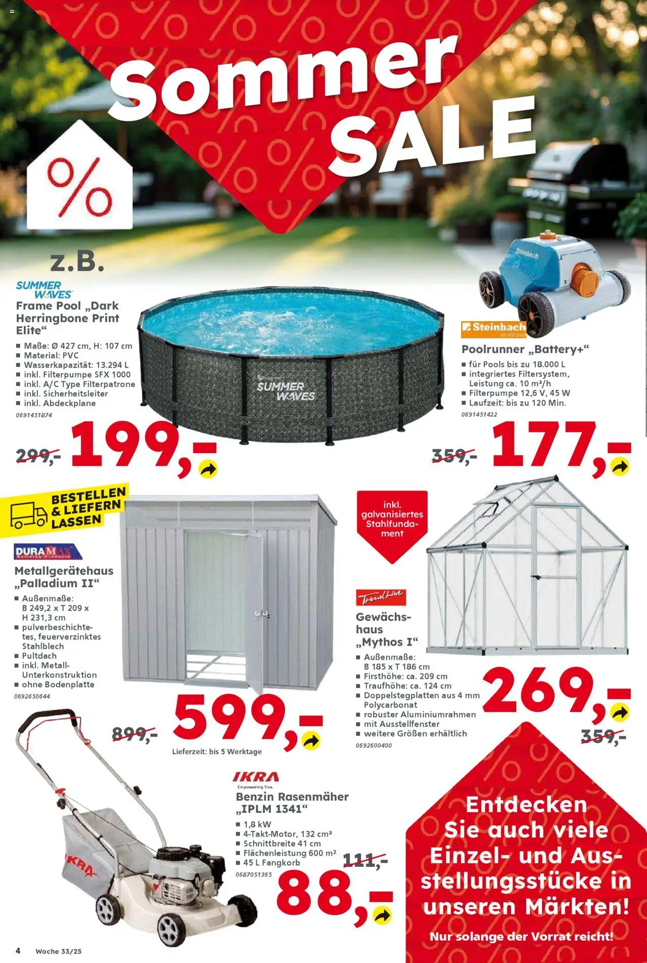 Globus Baumarkt Prospekt 	 - gültig ab dem 11.08.2025 | Seite: 4 | Produkte: Rasenmäher