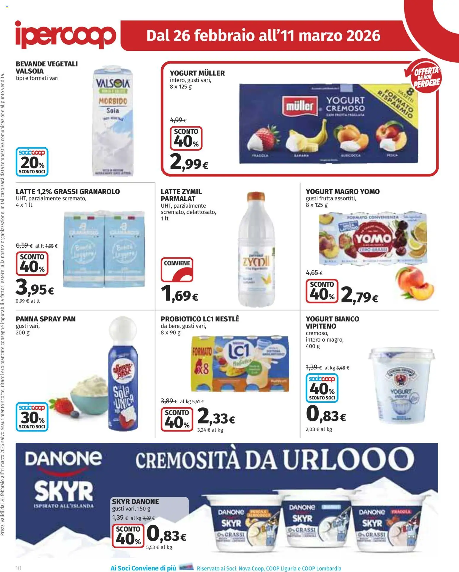 Volantino Ipercoop del 26.02.2026 | Pagina: 10 | Prodotti: Yogurt, Panna, Frutta, Data