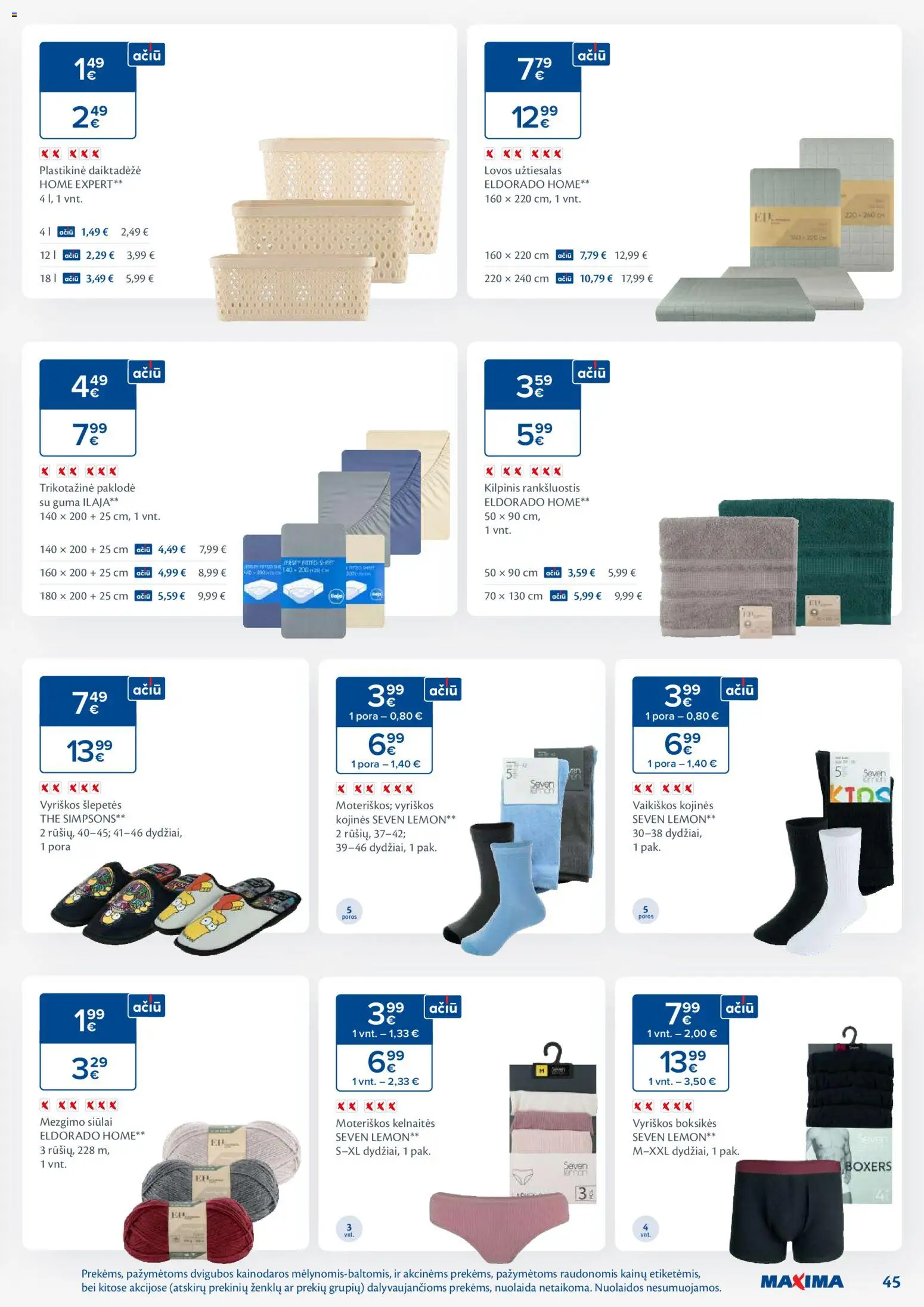 MAXIMA akcijos nuo 13.01.2026 | Puslapis: 45 | Prekių: Kelnaitės, Kojinės, Šlepetės, Užtiesalas
