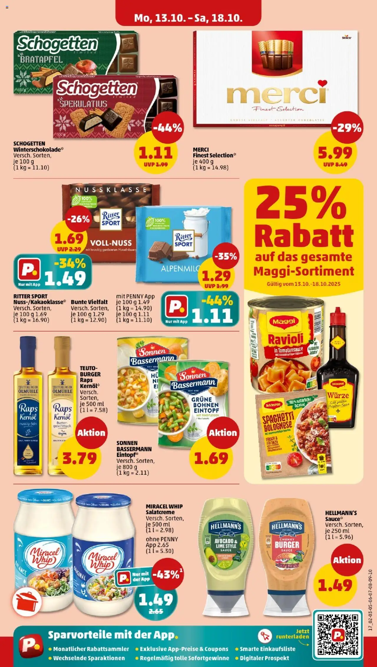 Penny Nordrhein - Westfalen – gültig ab 13.10.2025 | Seite: 21 | Produkte: Merci, Miracel whip, Schogetten, Rindfleisch