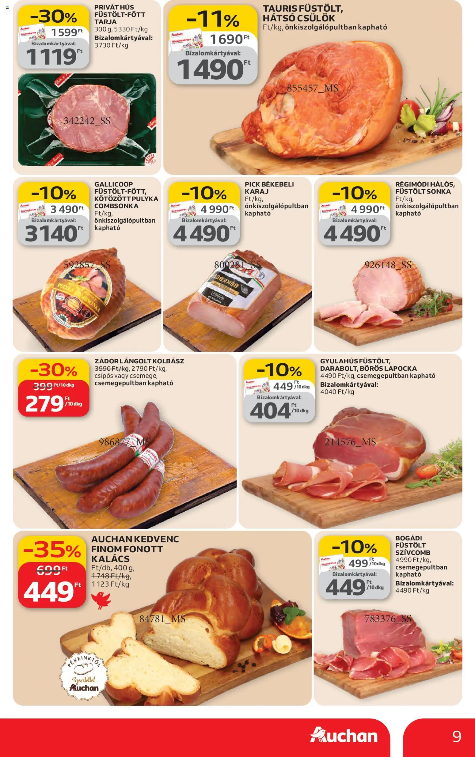 Auchan akciós ujság - amely érvényes a következő dátumtól: 26.02.2026 | Oldal: 9 | Termékek: Hús, Pick, Karaj, Combsonka