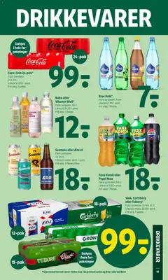 Faxe Kondi eller Pepsi Max, Flere varianter. 150 cl. Literpris 12,00 + pant. Frit valg. 1 flaske. gyldig fra 09.04.2026 | Side: 19