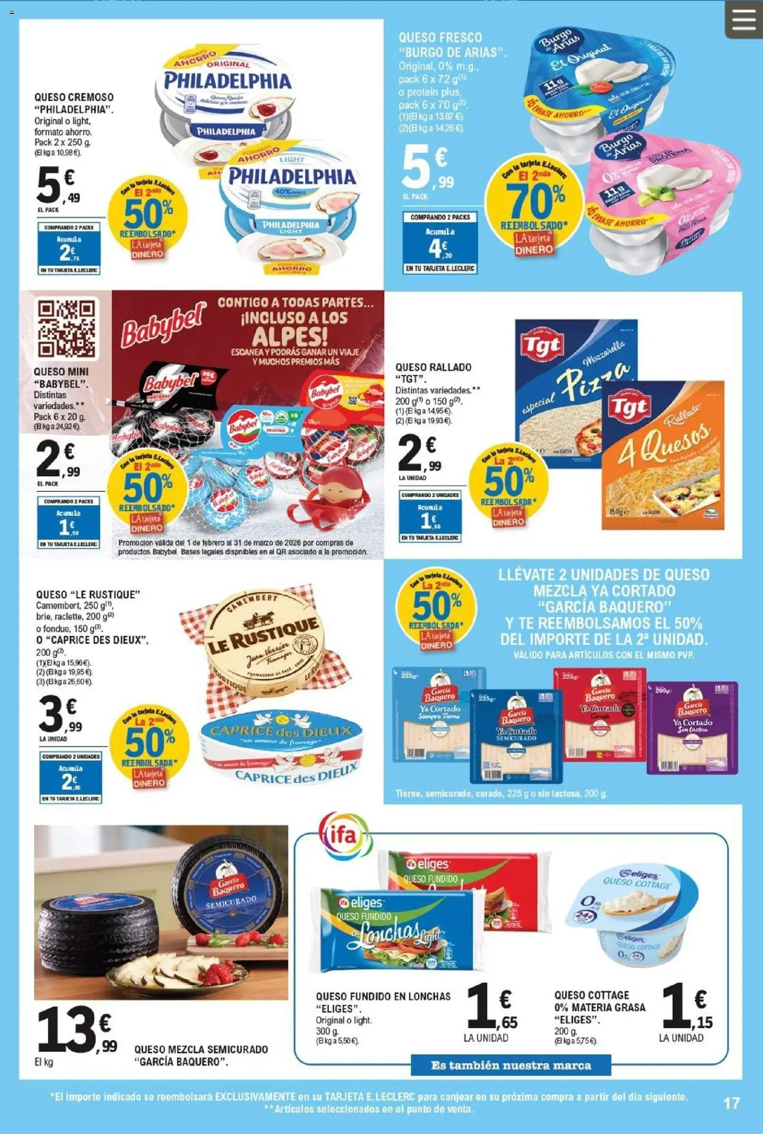 E.Leclerc folleto │ válido desde el 25.02.2026 | Página: 17 | Productos: Γραβάτα, Pizza, Queso fresco, Queso cottage