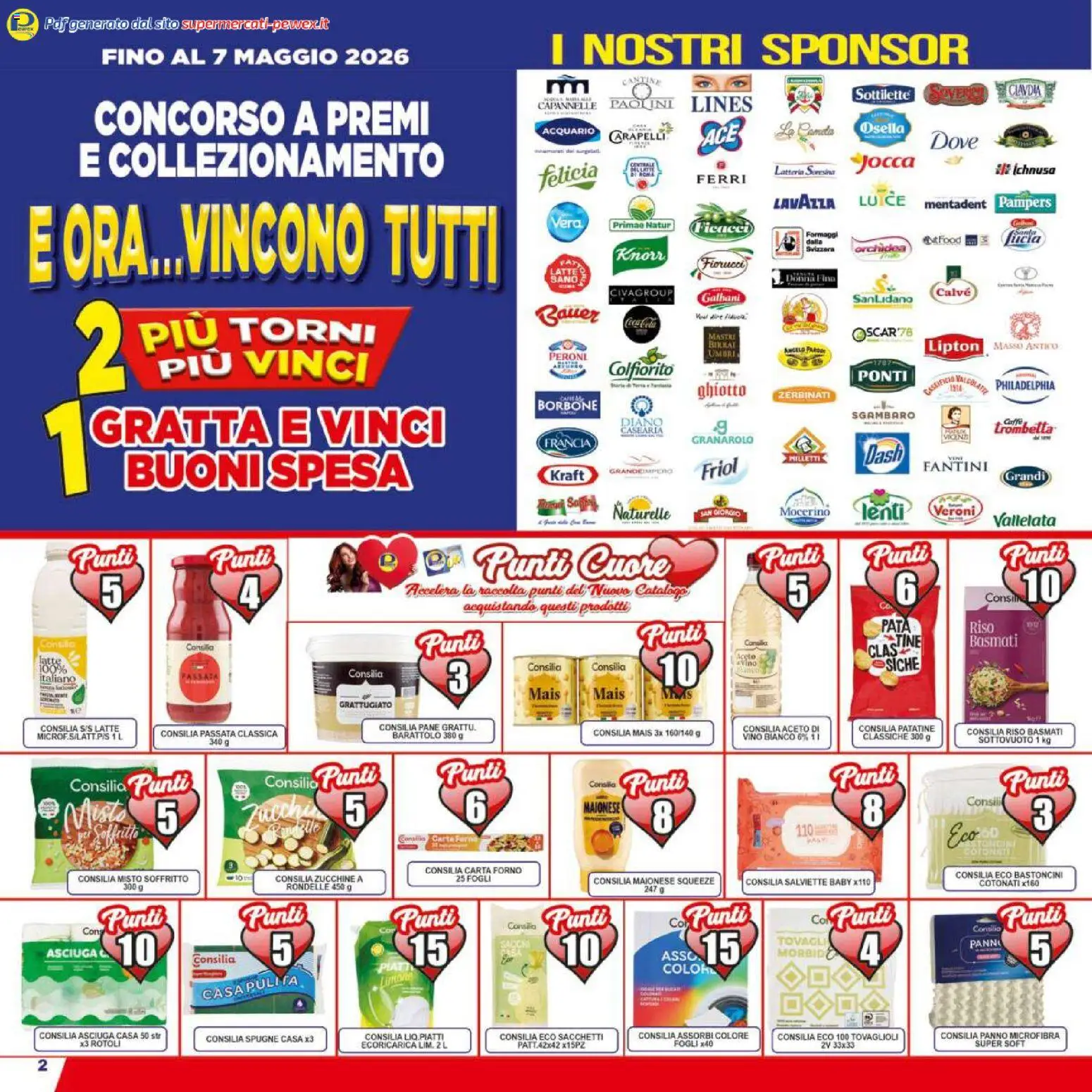 Volantino Pewex del 07.04.2026 | Pagina: 2 | Prodotti: Pane, Aceto, Zucchine, Lavazza