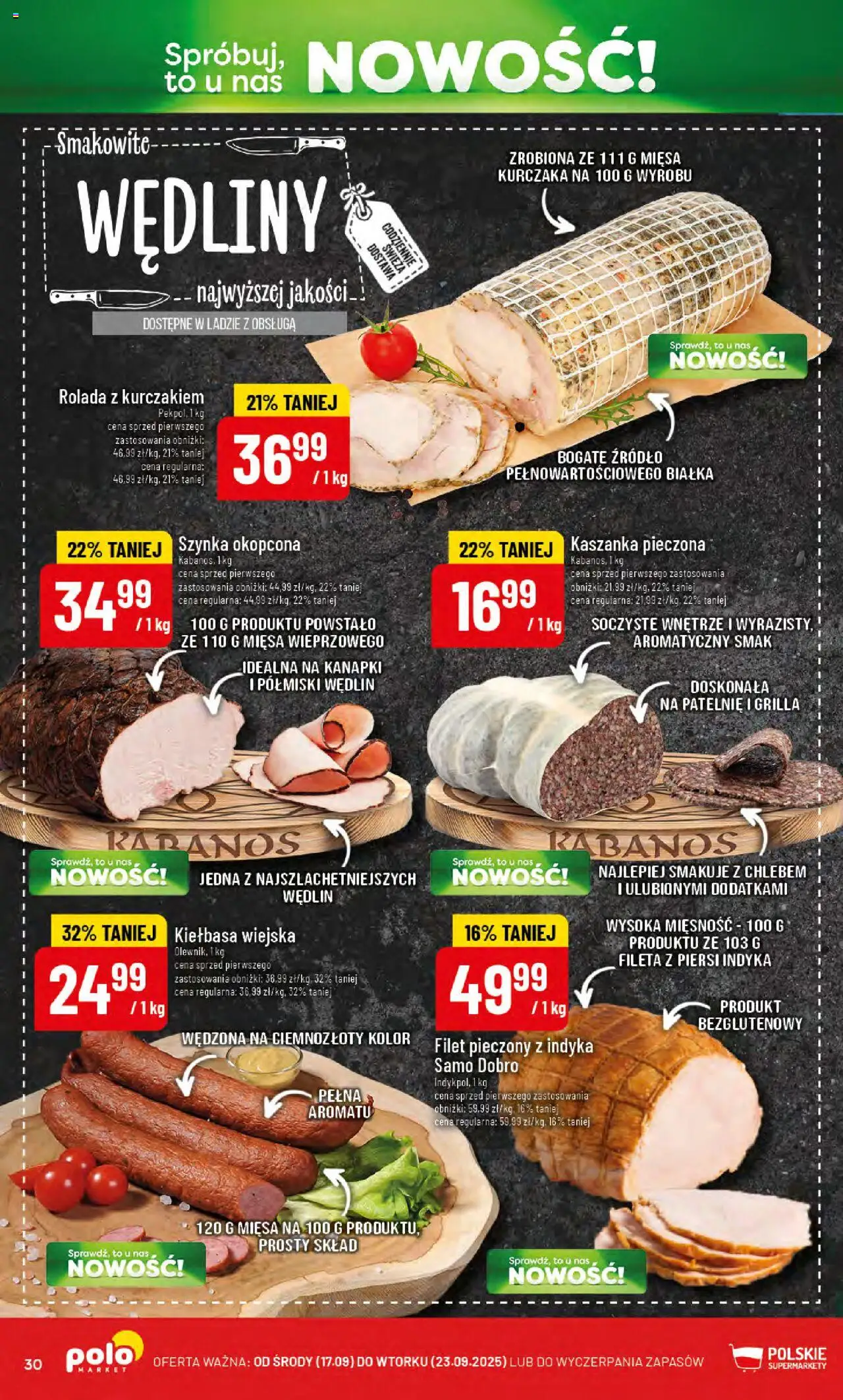 POLOmarket Gazetka od 17.09.2025 | Strona: 30 | Produkty: Kiełbasa, Rolada, Szynka, Wędliny