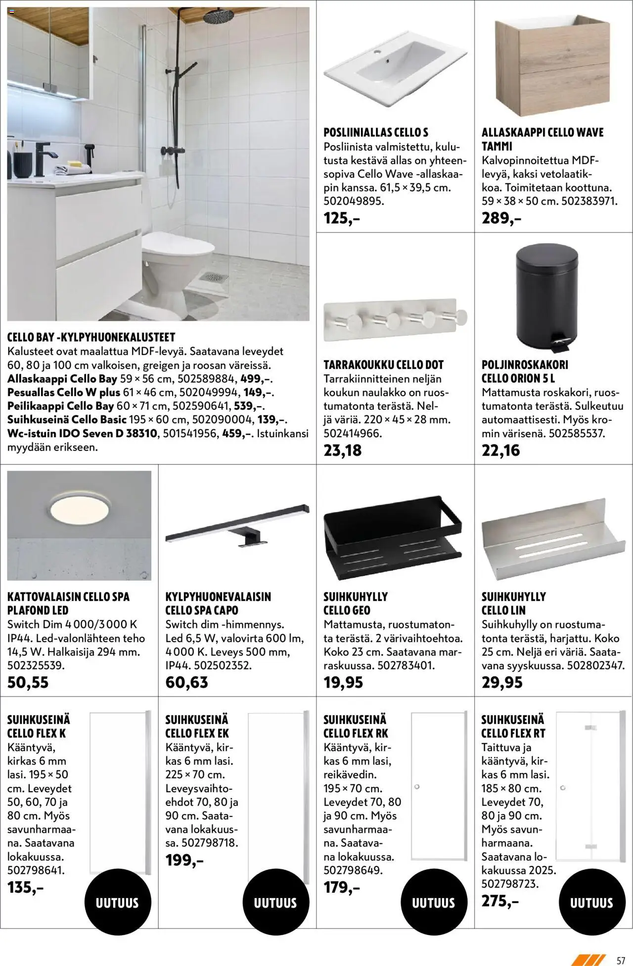  | Sivu: 57 | Tuotteet: Pesuallas, Suihkuhylly