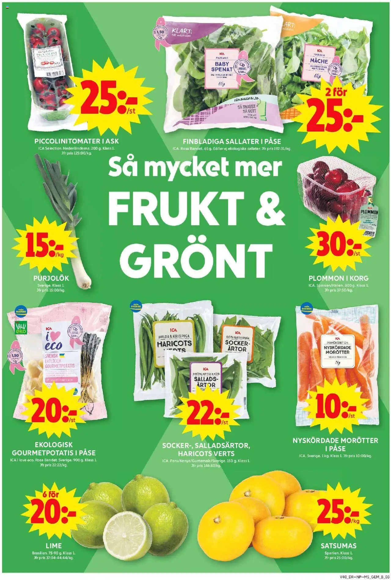ICA Maxi reklamblad aktuell från 29.09.2025 | Sida: 3 | Produkter: Gem, Galler, Spenat, Plommon