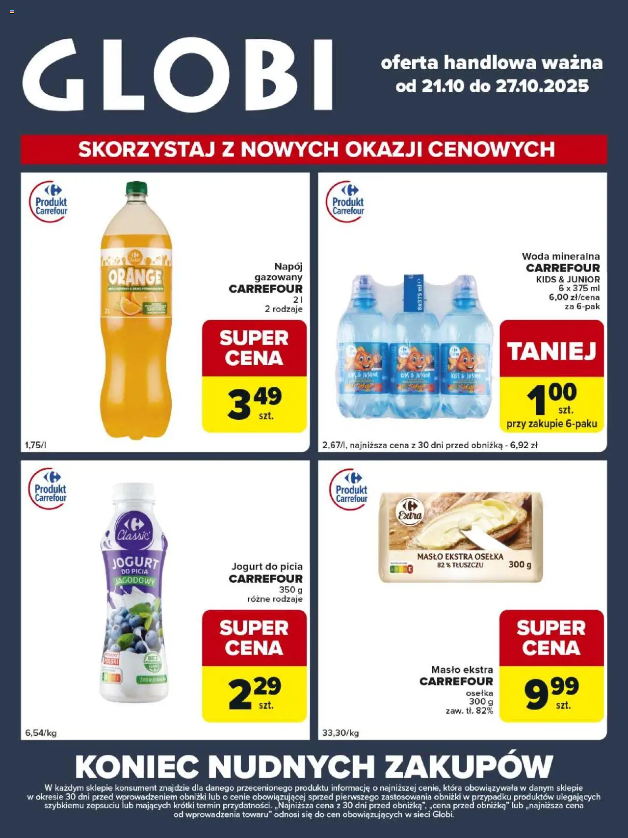 Carrefour Gazetka - Globi od 21.10.2025 | Strona: 2 | Produkty: Masło ekstra osełka, Osełka, Jogurt, Woda