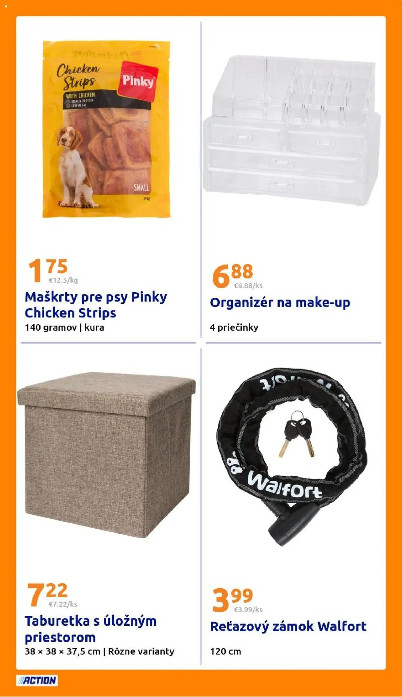 Nové Action akcie – leták je platný od 08.04.2026 | Strana: 19 | Produkty: Organizér, Taburetka