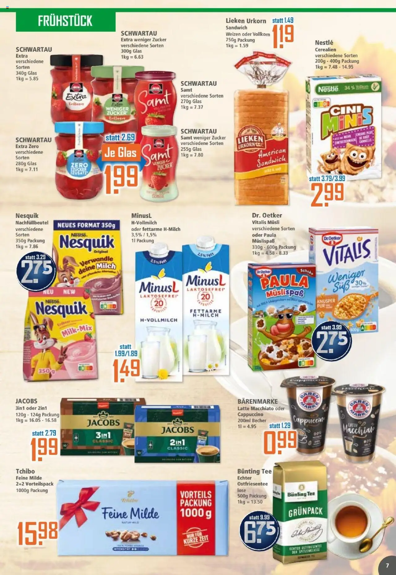 Klaas & Kock Prospekt – gültig ab 06.10.2025 | Seite: 7 | Produkte: Milch, Schwartau samt, Zucker, Tee