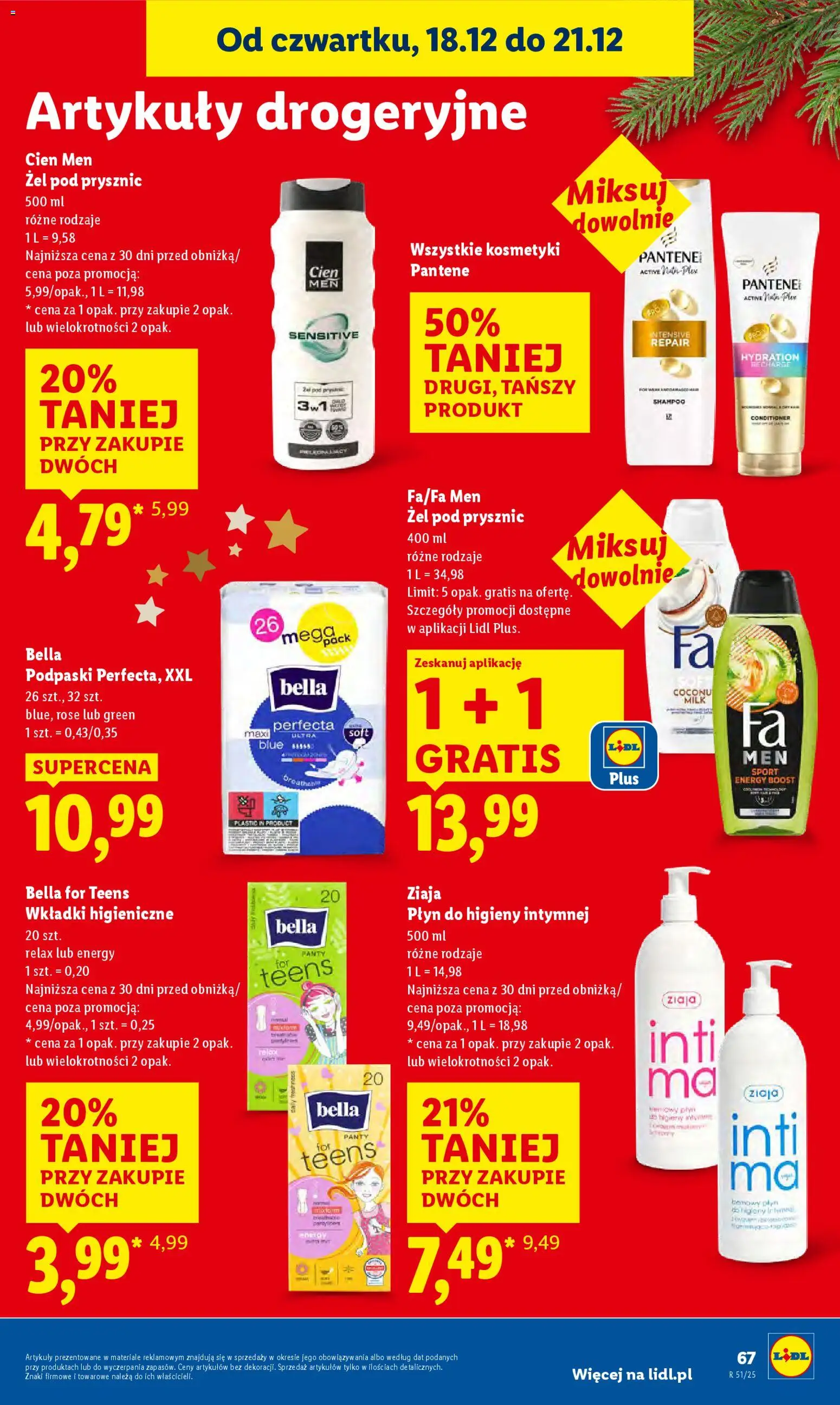 Lidl Gazetka od 18.12.2025 | Strona: 69 | Produkty: Prysznic, Wkładki higieniczne, Żel pod prysznic, Płyn do higieny intymnej