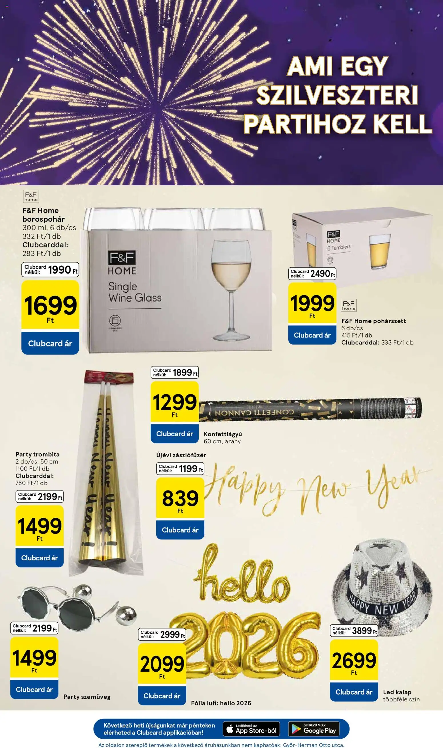 Tesco akciós ujság - amely érvényes a következő dátumtól: 27.12.2025 | Oldal: 7 | Termékek: Kalap, Szemüveg, Borospohár