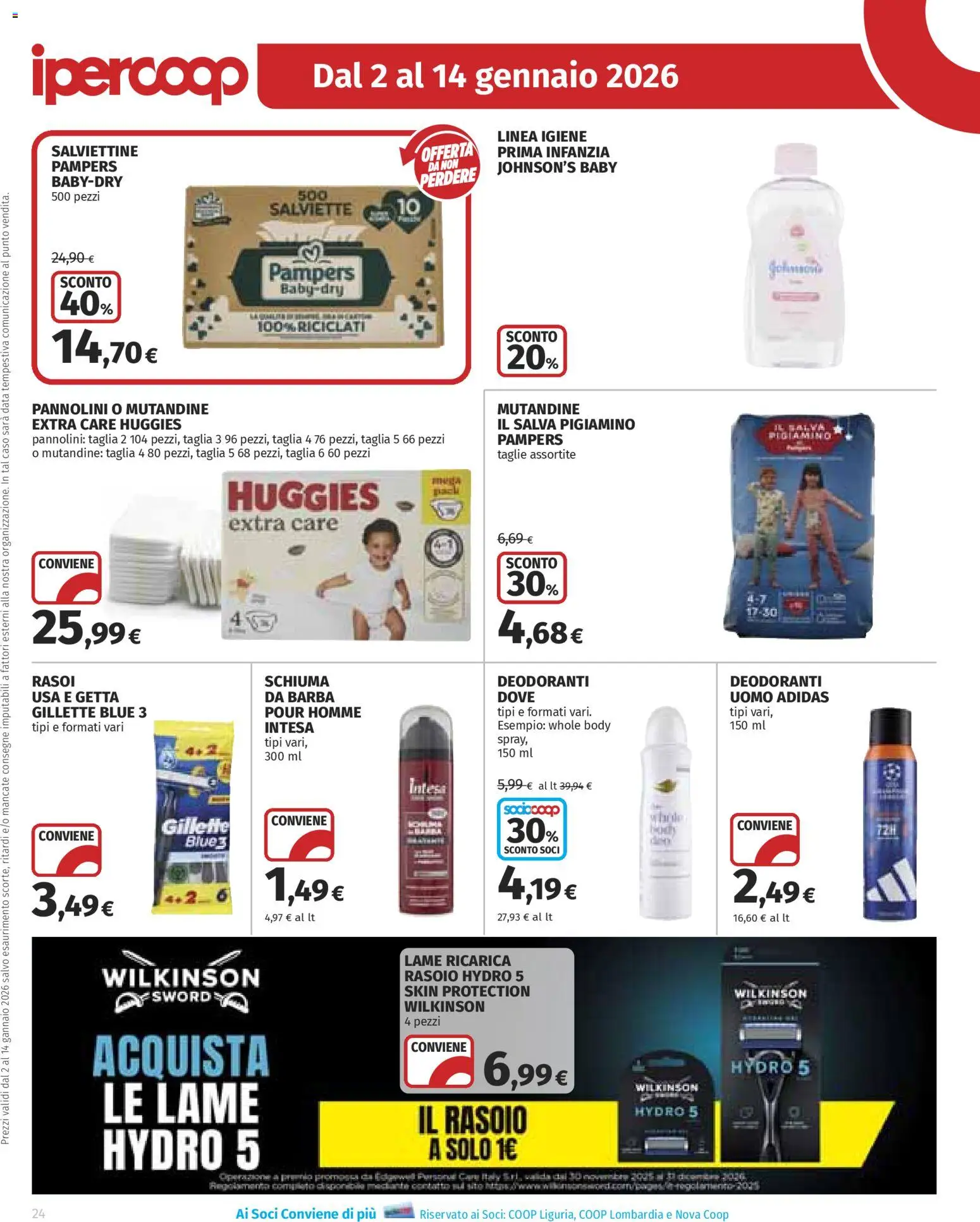 Volantino Ipercoop del 02.01.2026 | Pagina: 24 | Prodotti: Pannolini, Mutandine, Data, Pampers
