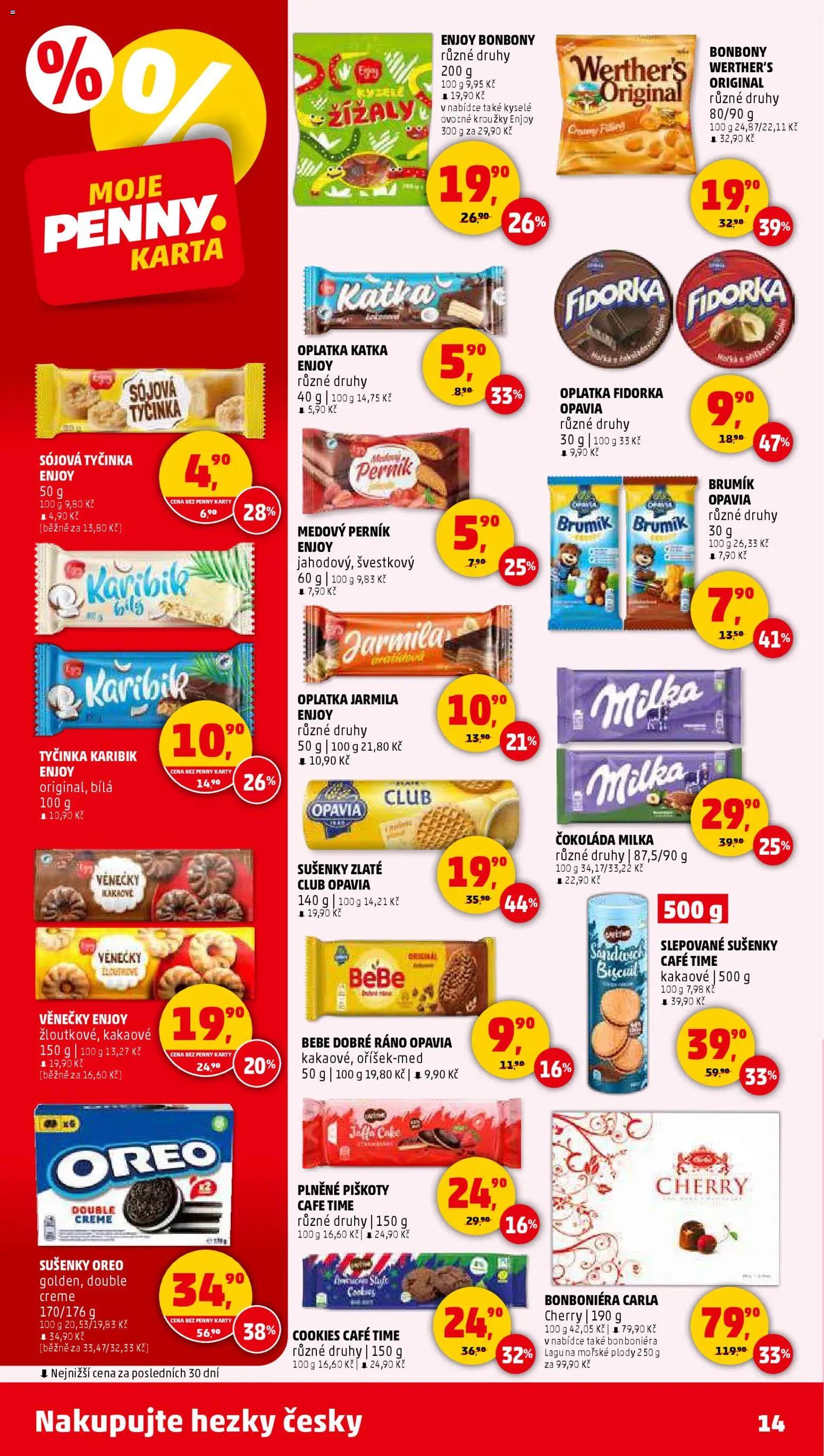 Penny Market leták - Čtvrtečník od 02.01.2026 | Strana: 14 | Produkty: Čokoláda milka, Milka, Cookies, Karty