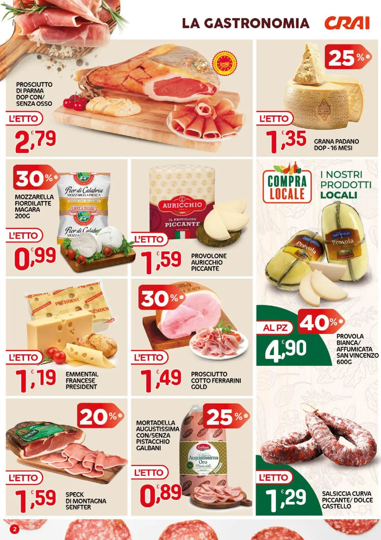 Volantino CRAI del 18.09.2025 | Pagina: 2 | Prodotti: Speck, Prosciutto di Parma, Mozzarella, Emmental