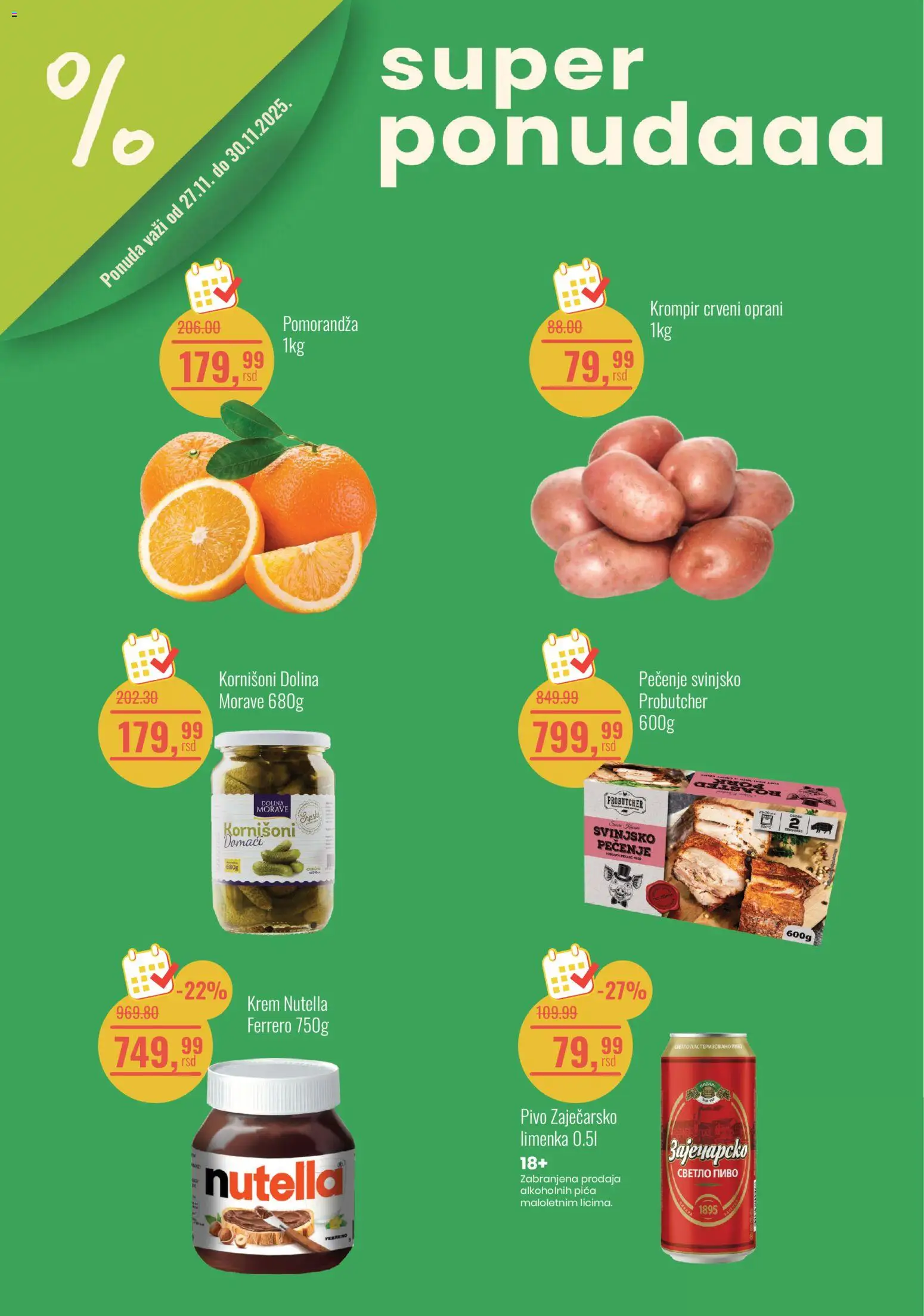 Aroma Market katalog - važi od 27.11.2025 | Strana: 1 | Proizvode: Krompir, Pomorandza, Ferrero, Pivo