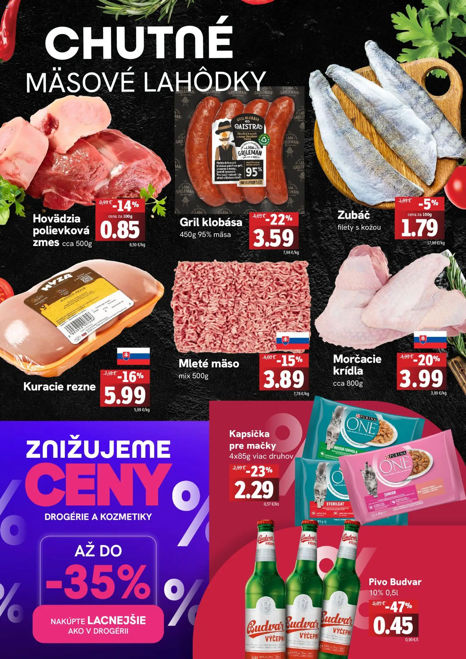Nové Fresh akcie – leták je platný od 30.04.2026 | Strana: 2 | Produkty: Gril, Budvar, Kuracie rezne