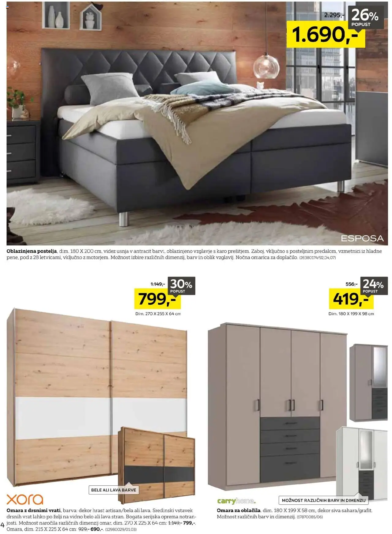 XXXL Lesnina katalog naj vaše sanje postanejo resničnost │ velja od 19.08.2025 | Stran: 4 | Izdelki: Omara, Nocna omarica, Barva, Omarica