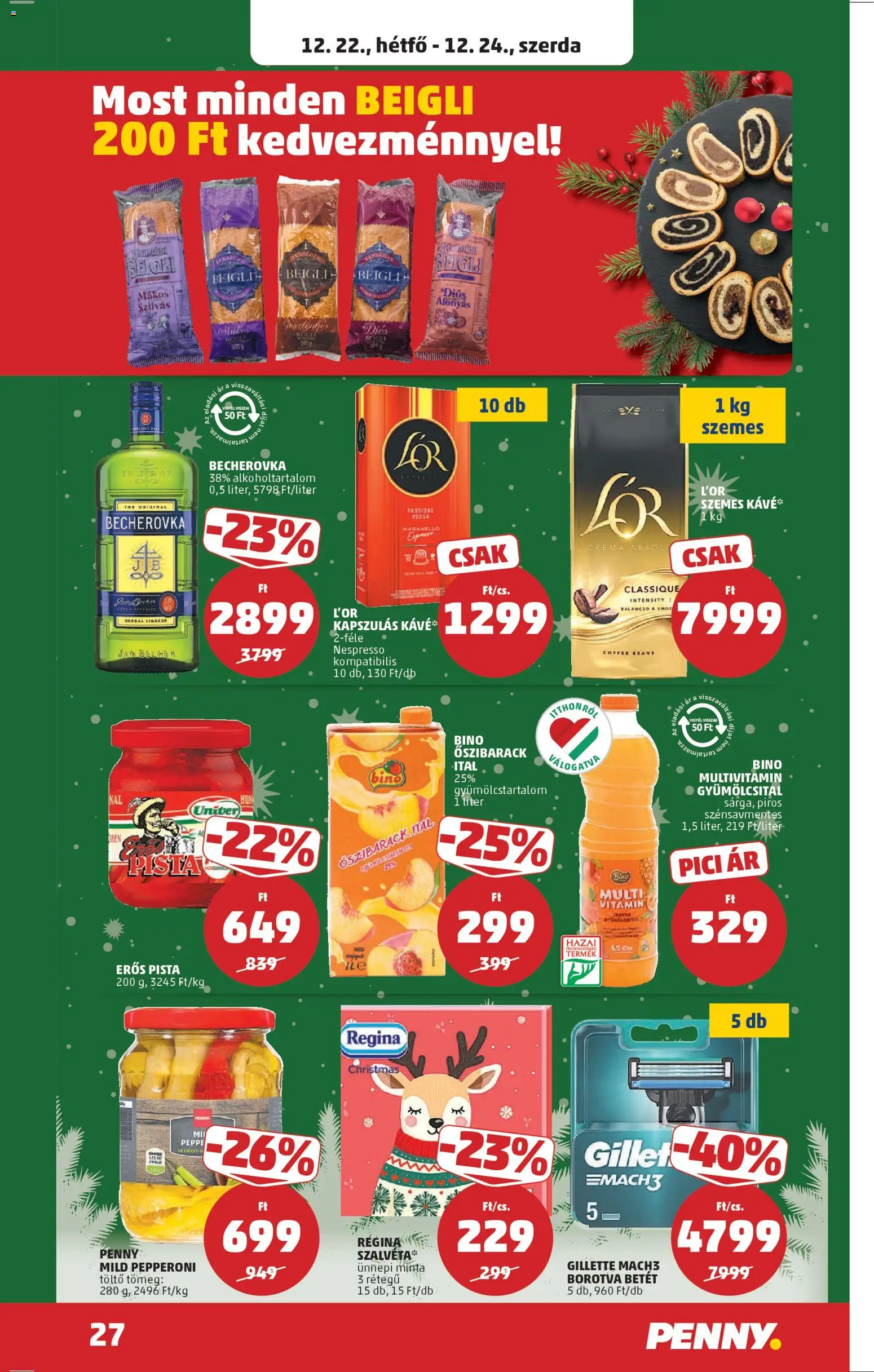 PENNY akciós ujság - amely érvényes a következő dátumtól: 18.12.2025 | Oldal: 31 | Termékek: Őszibarack, Gyümölcsital, Töltő, Kávé