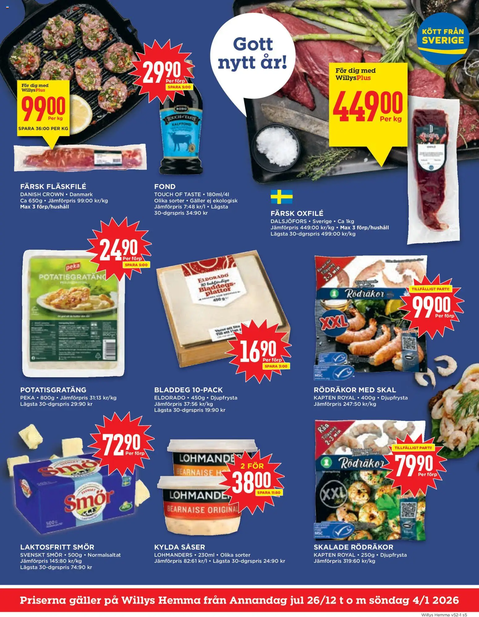 Willys reklamblad aktuell från 26.12.2025 | Sida: 5 | Produkter: Puff, Galler, Fond, Oxfilé