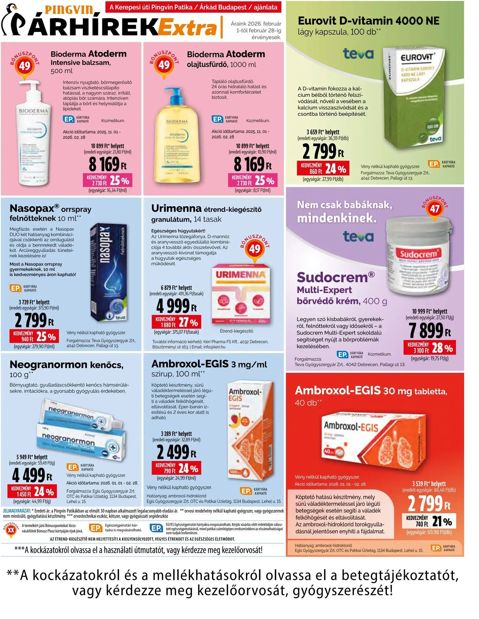Pingvin Patika akciós ujság - amely érvényes a következő dátumtól: 01.02.2026 | Oldal: 12 | Termékek: Bor