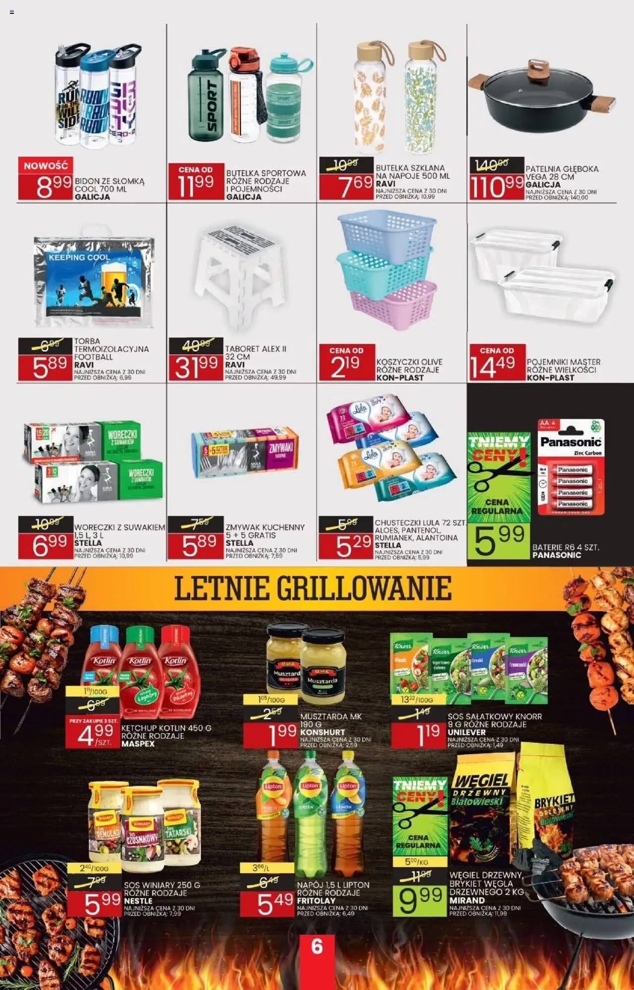Wafelek Gazetka od 04.08.2025 | Strona: 6 | Produkty: Napoje, Musztarda, Woreczki z suwakiem, Sos