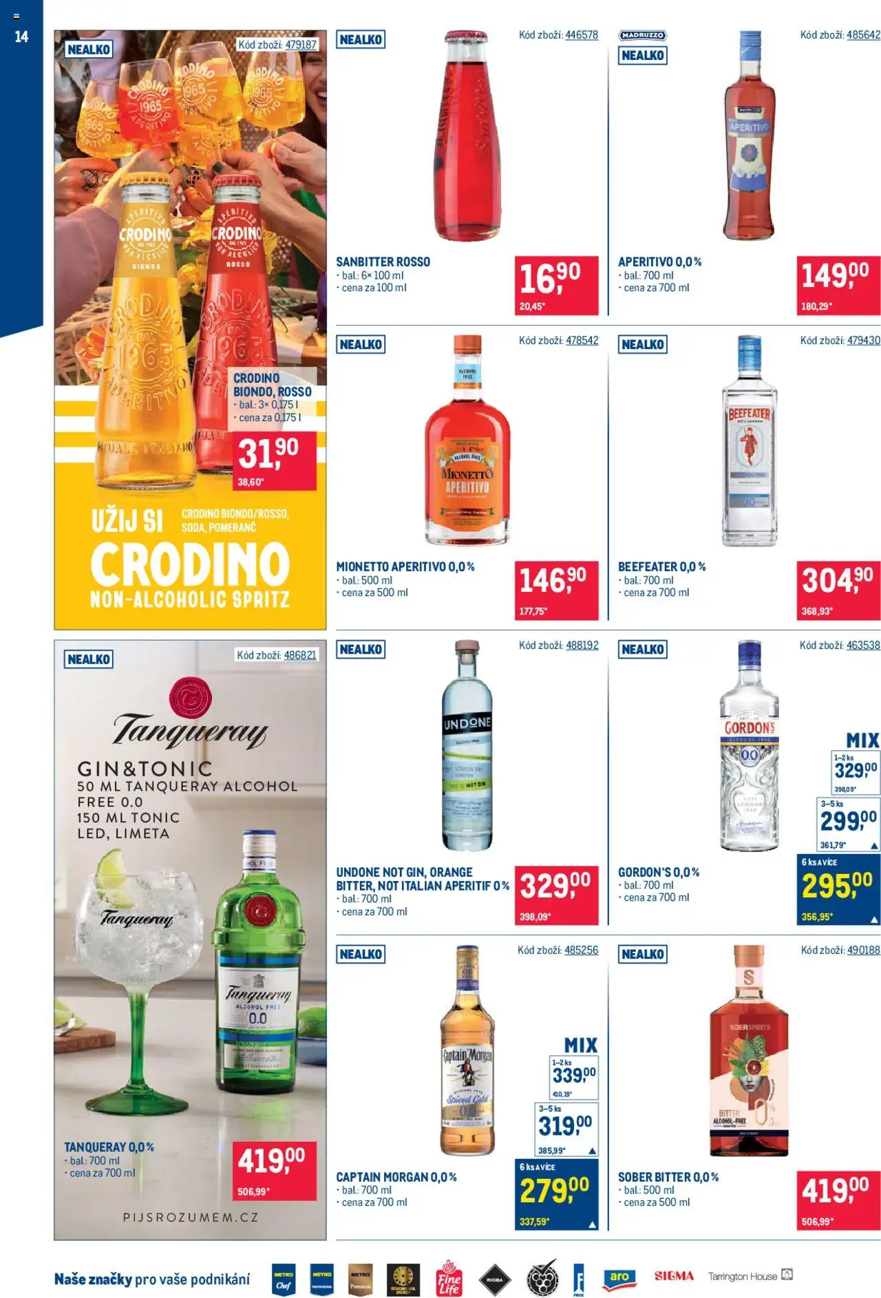 Makro leták - Bar od 08.10.2025 | Strana: 14 | Produkty: Crodino, Sanbitter, Morgan, Captain Morgan