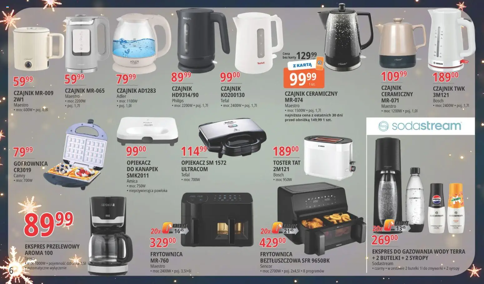 E.Leclerc Gazetka - Warszawa Bielany od 18.11.2025 | Strona: 6 | Produkty: Czajnik, Gofrownica, Tefal, Sodastream