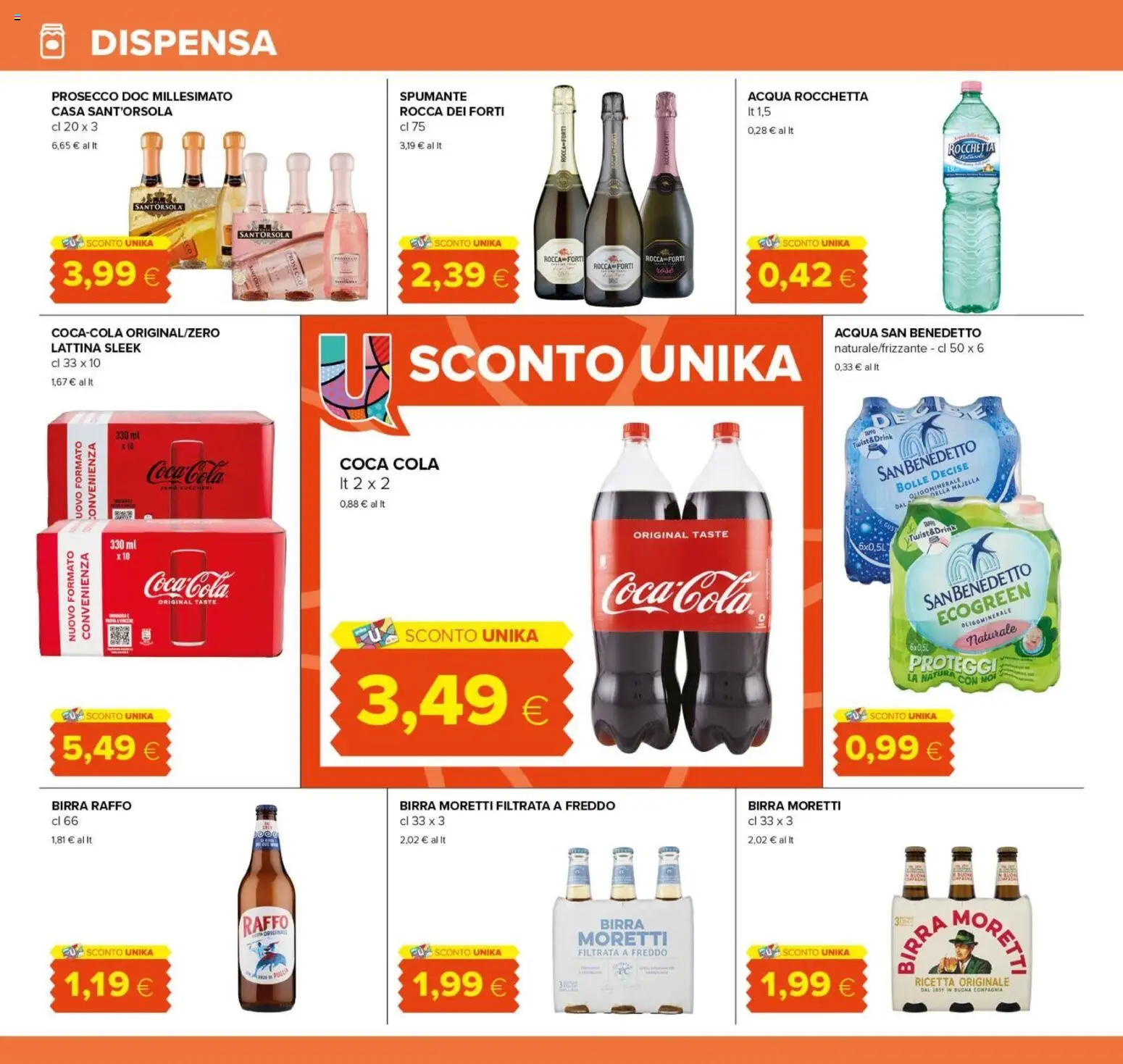 Volantino Oasi del 26.03.2026 | Pagina: 22 | Prodotti: Acqua, Birra Moretti, Spumante, Coca Cola