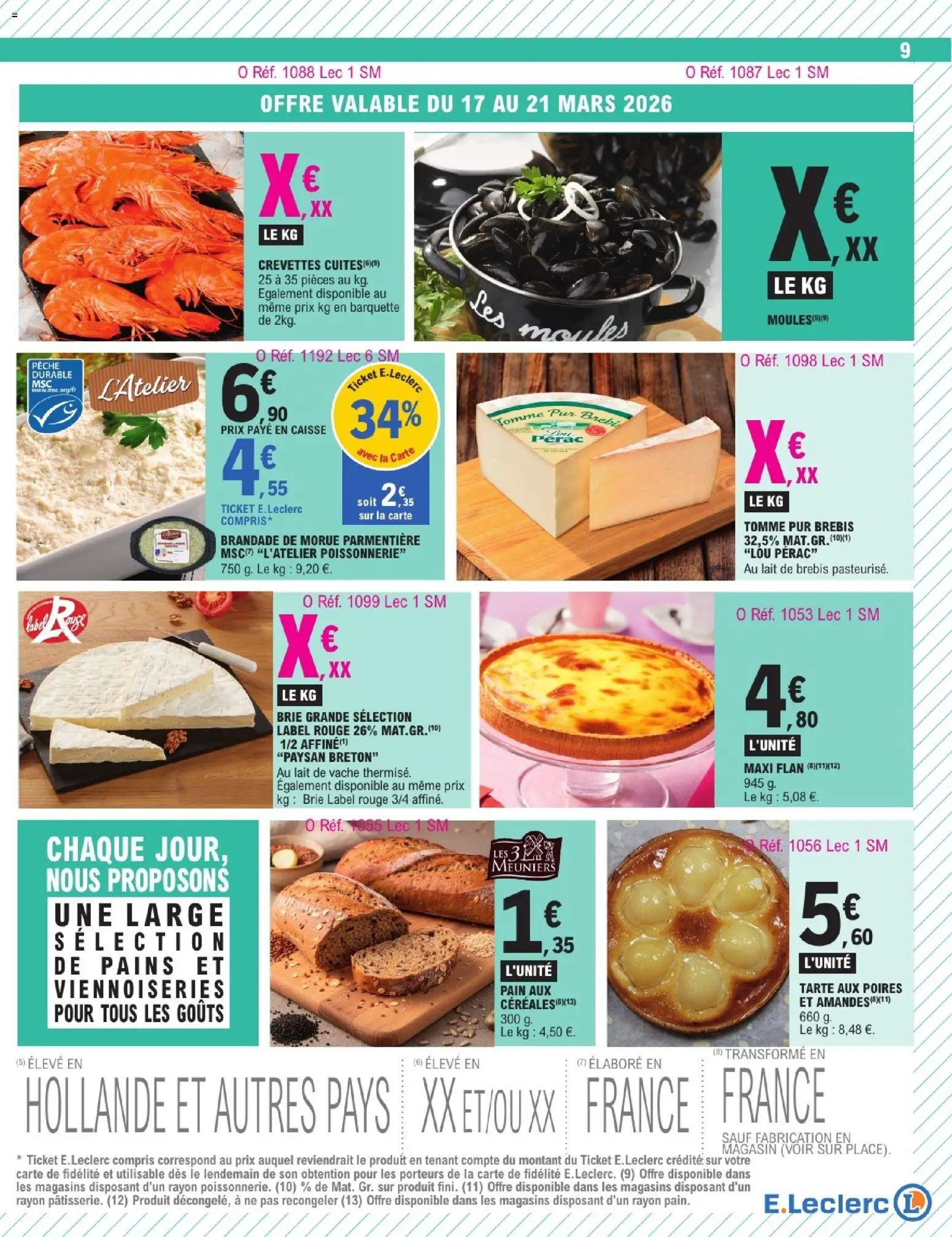 {H1} | Page: 9 | Produits: Poissonnerie, Morue, Céréales, Brie