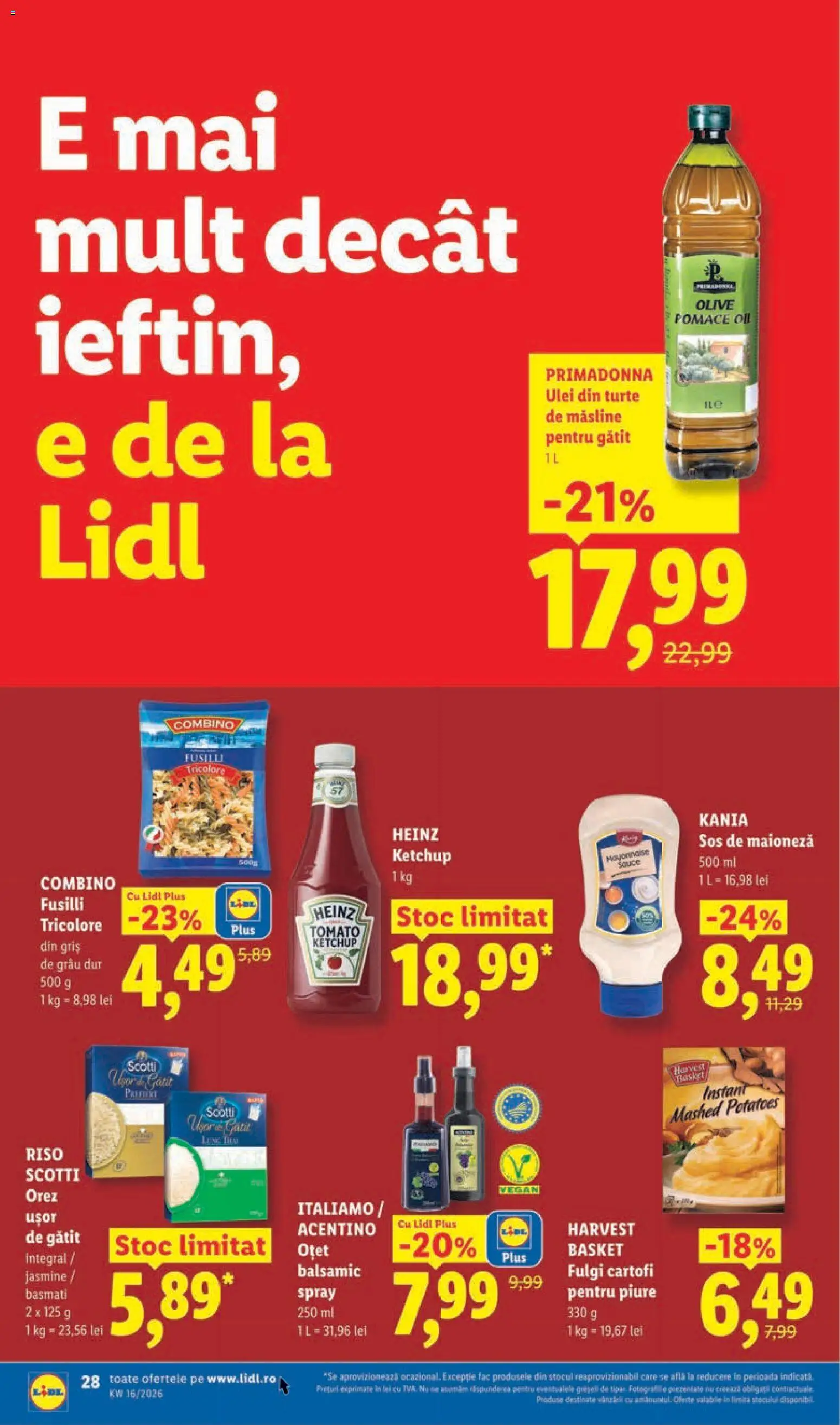 Noul catalog Lidl – valabil de la 14.04.2026 | Pagină: 28 | Produse: Ketchup, Fulgi, Cartofi, Maioneză