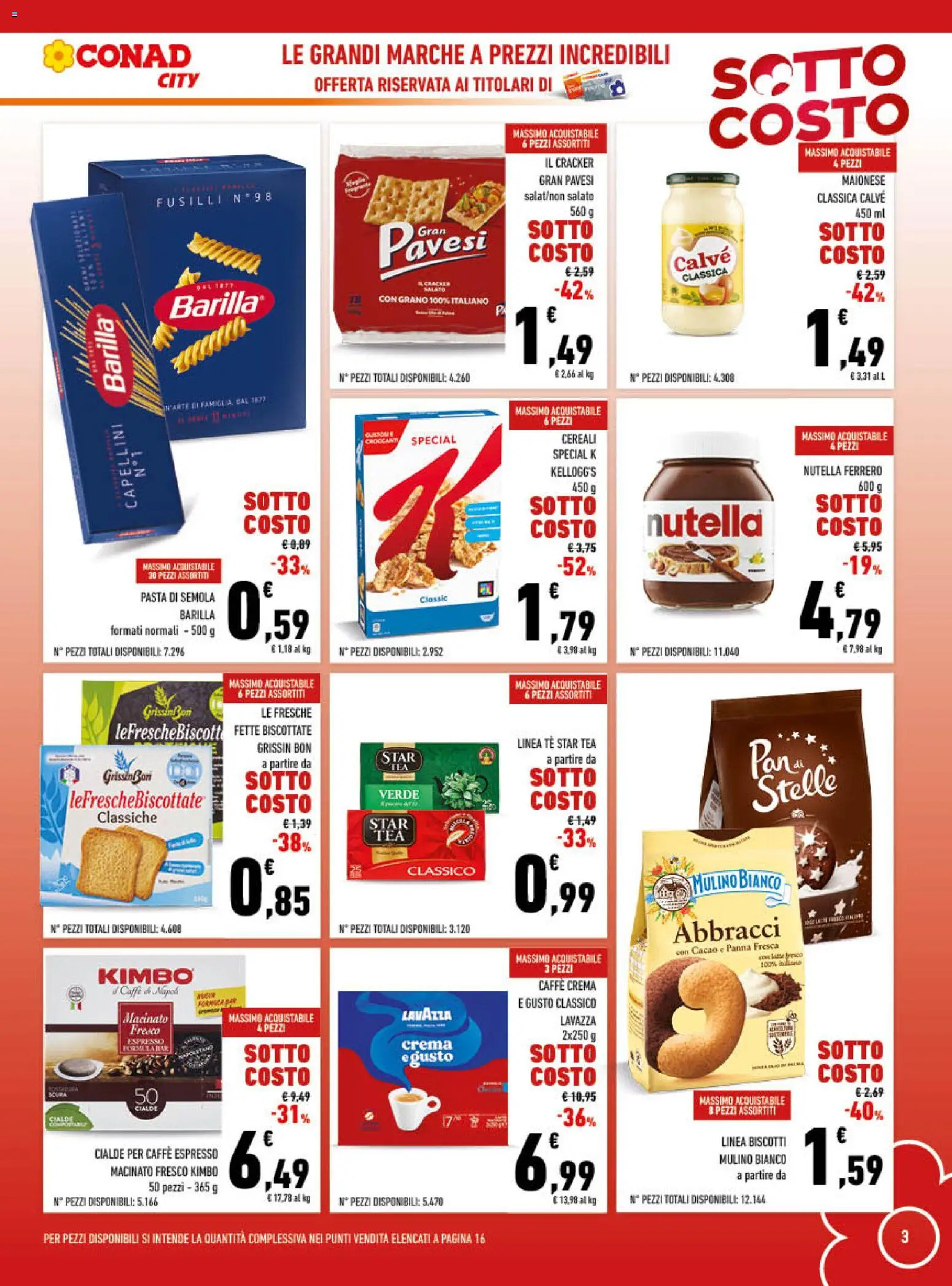 Volantino Conad del 26.02.2026 | Pagina: 3 | Prodotti: Caffè, Tè, Nutella, Fette biscottate