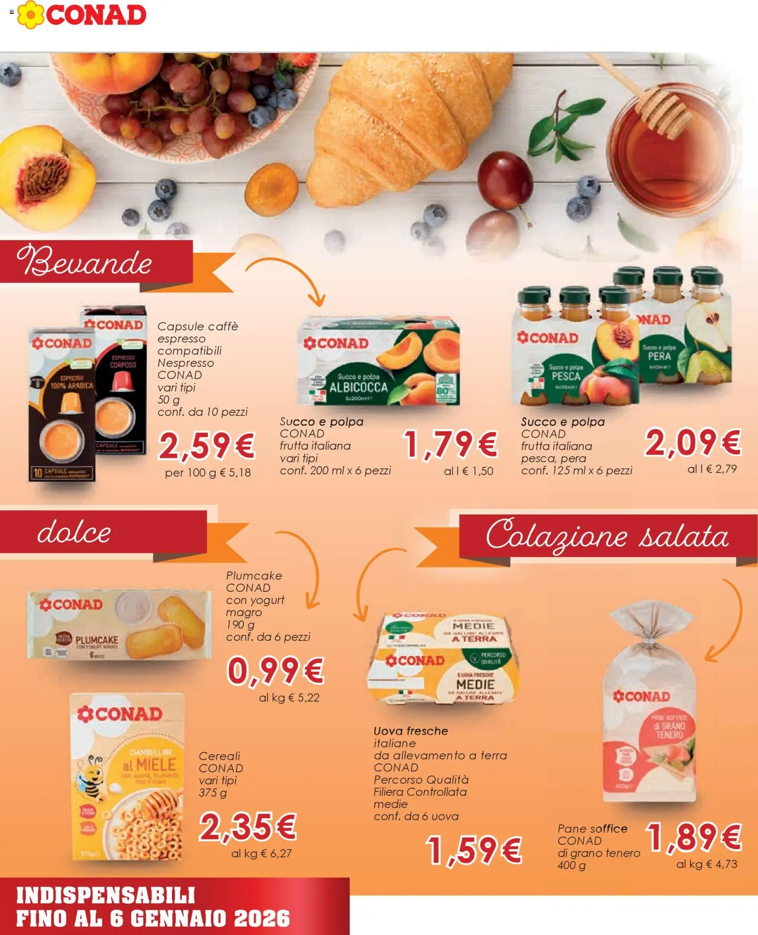 Volantino Conad del 29.10.2025 | Pagina: 5 | Prodotti: Yogurt, Pane, Succo, Cereali