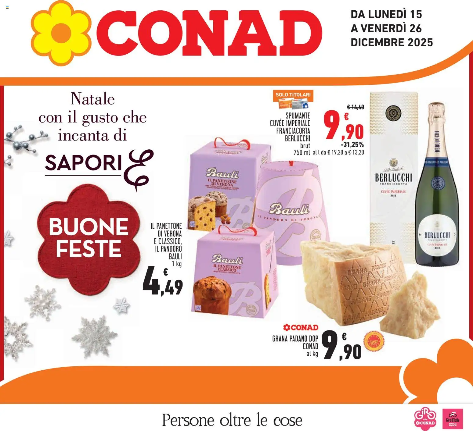 Volantino Conad del 15.12.2025 | Pagina: 1 | Prodotti: Pandoro, Panettone, Spumante, Grana Padano