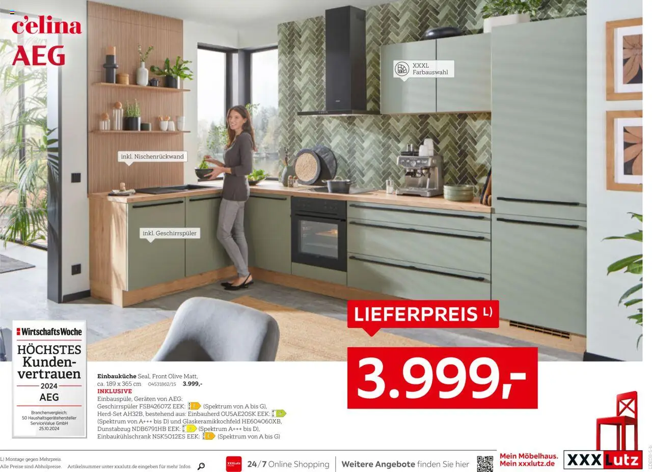 XXXL Lutz Nr. 1 beim Preis - gültig ab dem 04.08.2025 | Seite: 13 | Produkte: AEG, Geschirrspüler, Einbauküche, Dunstabzug