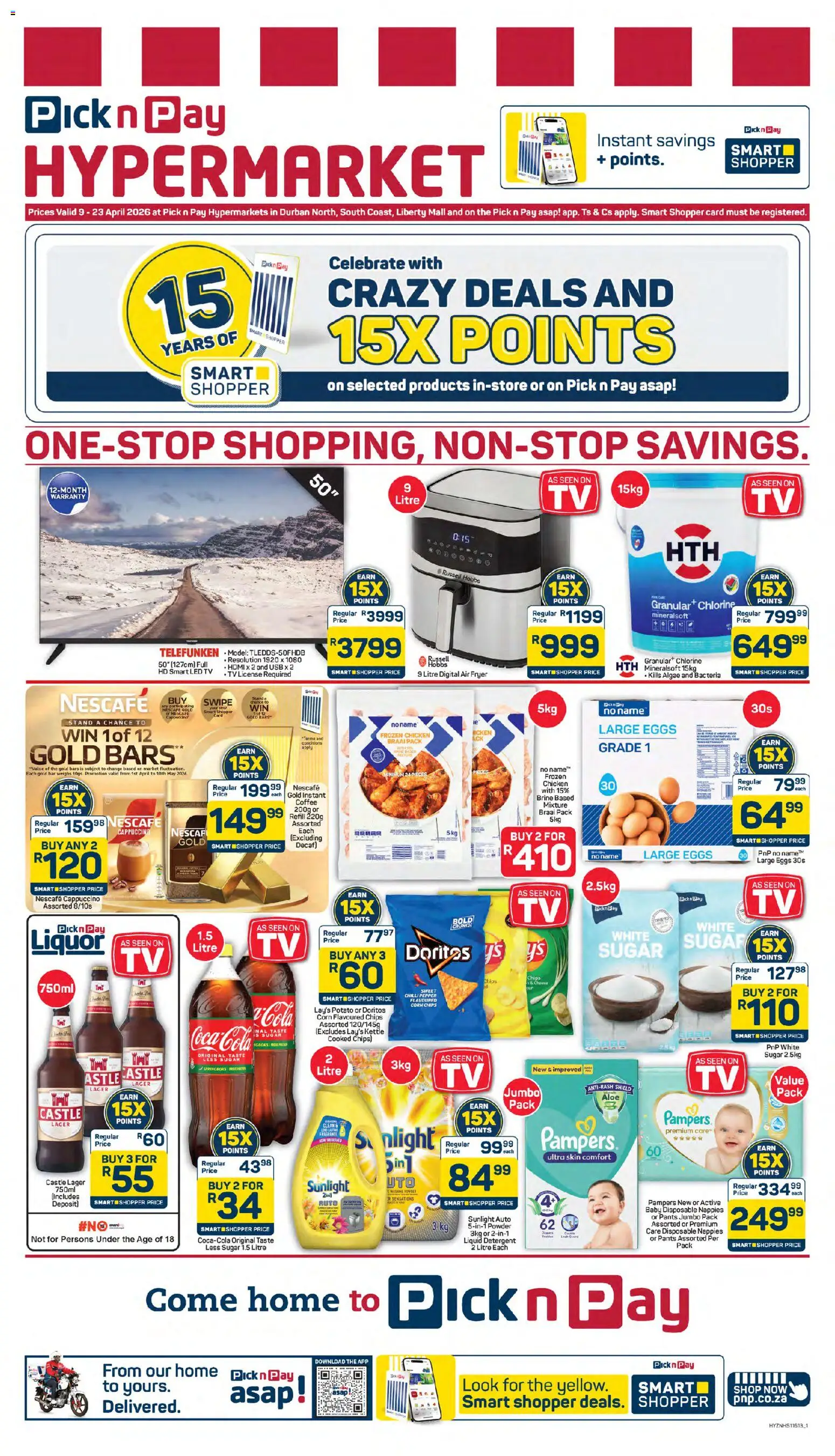 New Pick n Pay catalogue – valid from 09.04.2026 | Page: 1 | Products: USB, Chips, Sugar, Nappies