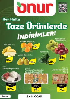 09.01.2026 tarihinden itibaren geçerli olan Onur Market kataloğu önizlemesi
