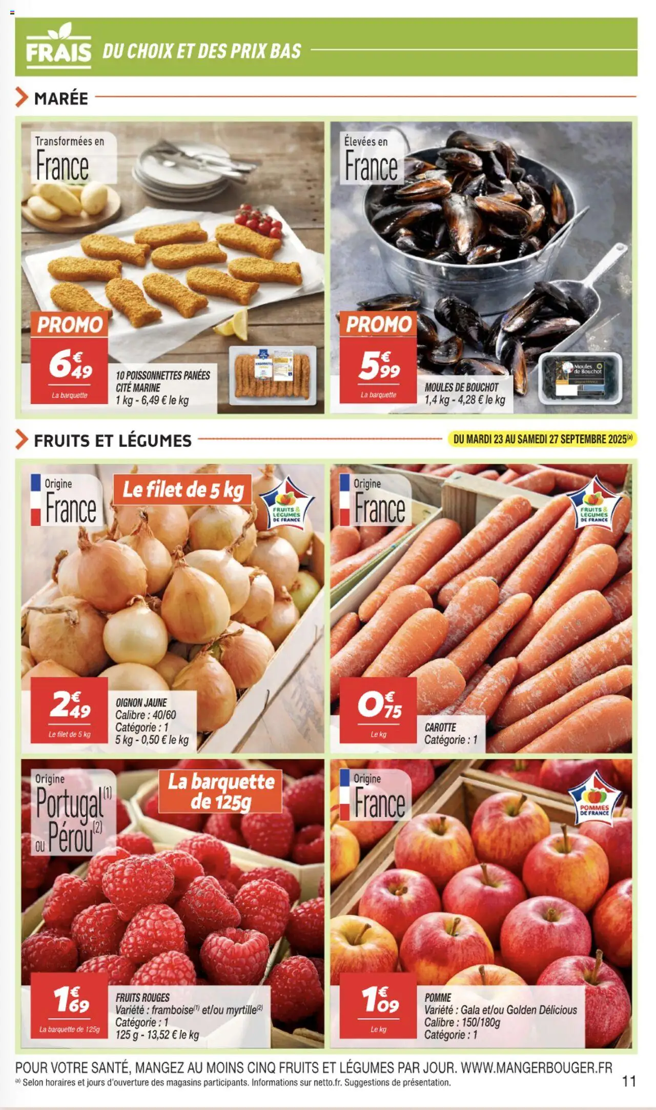  | Page: 11 | Produits: Pomme, Oignon, Moules de bouchot, Carotte