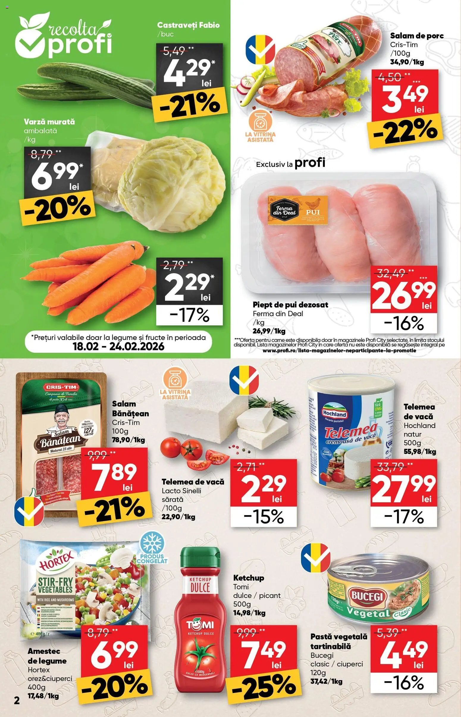 Noul catalog Profi – valabil de la 18.02.2026 | Pagină: 2 | Produse: Hacıyatmaz Kedi Oyuncağı, Ciuperci, Salam, Fructe