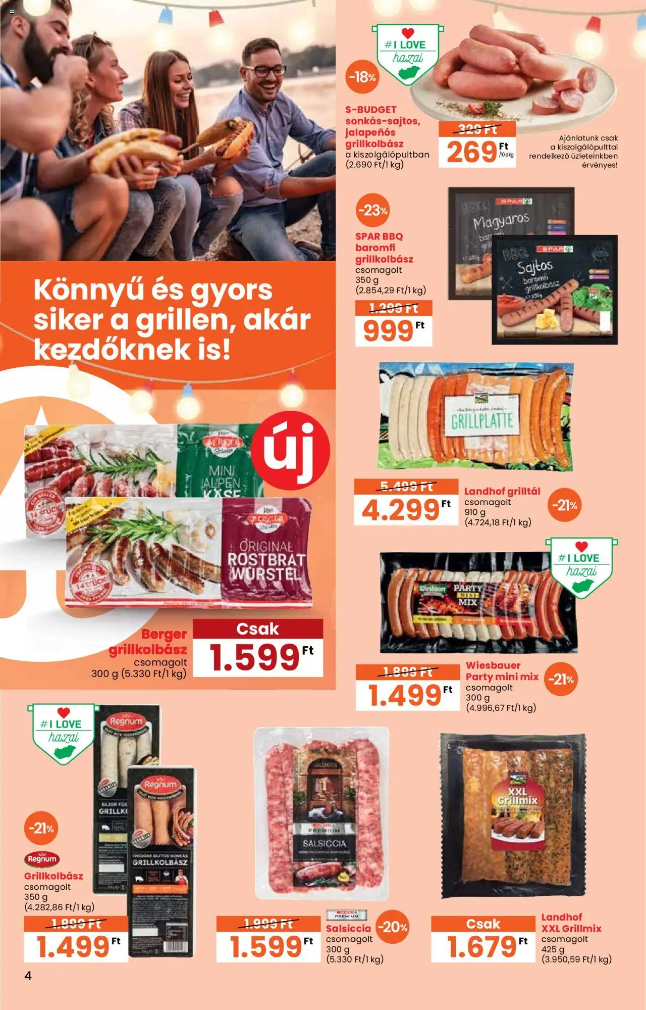 Interspar akciós ujság - amely érvényes a következő dátumtól: 05.06.2025 | Oldal: 4 | Termékek: Jalapenos, Grillkolbász