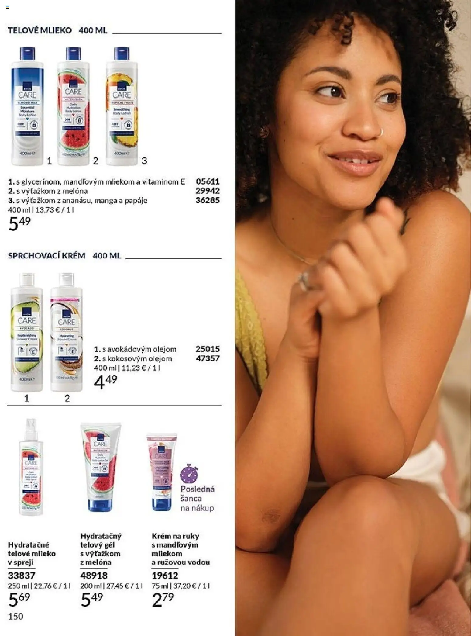 Nové Avon akcie – leták je platný od 01.05.2026 | Strana: 150 | Produkty: Mlieko, Telové mlieko, Krém na ruky, Krém