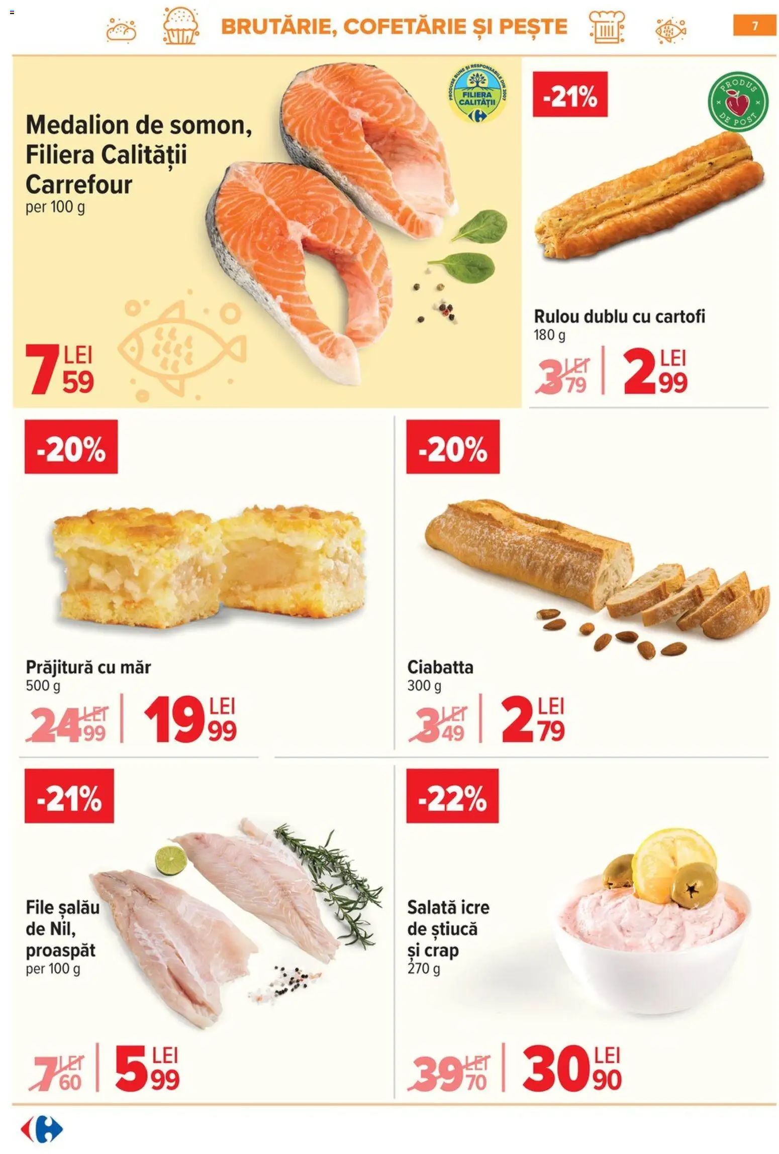 Noul catalog Carrefour – valabil de la 09.03.2026 | Pagină: 10 | Produse: Prăjitură, Pește, Salată, Cartofi