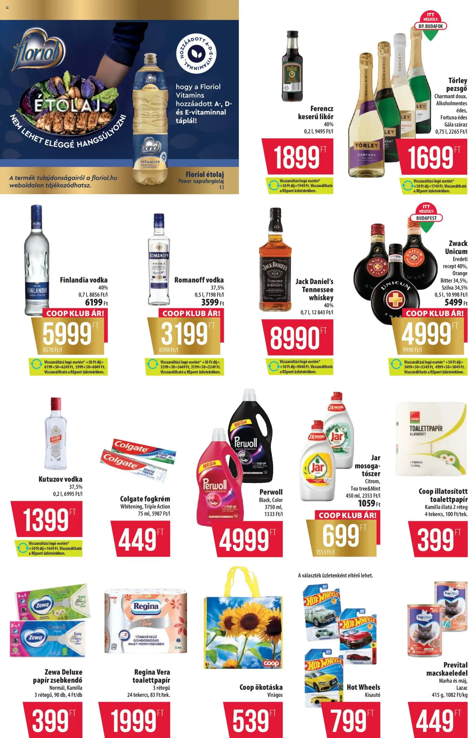 COOP akciós ujság - amely érvényes a következő dátumtól: 02.04.2026 | Oldal: 11 | Termékek: Étolaj, Fogkrém, Likőr, Vodka