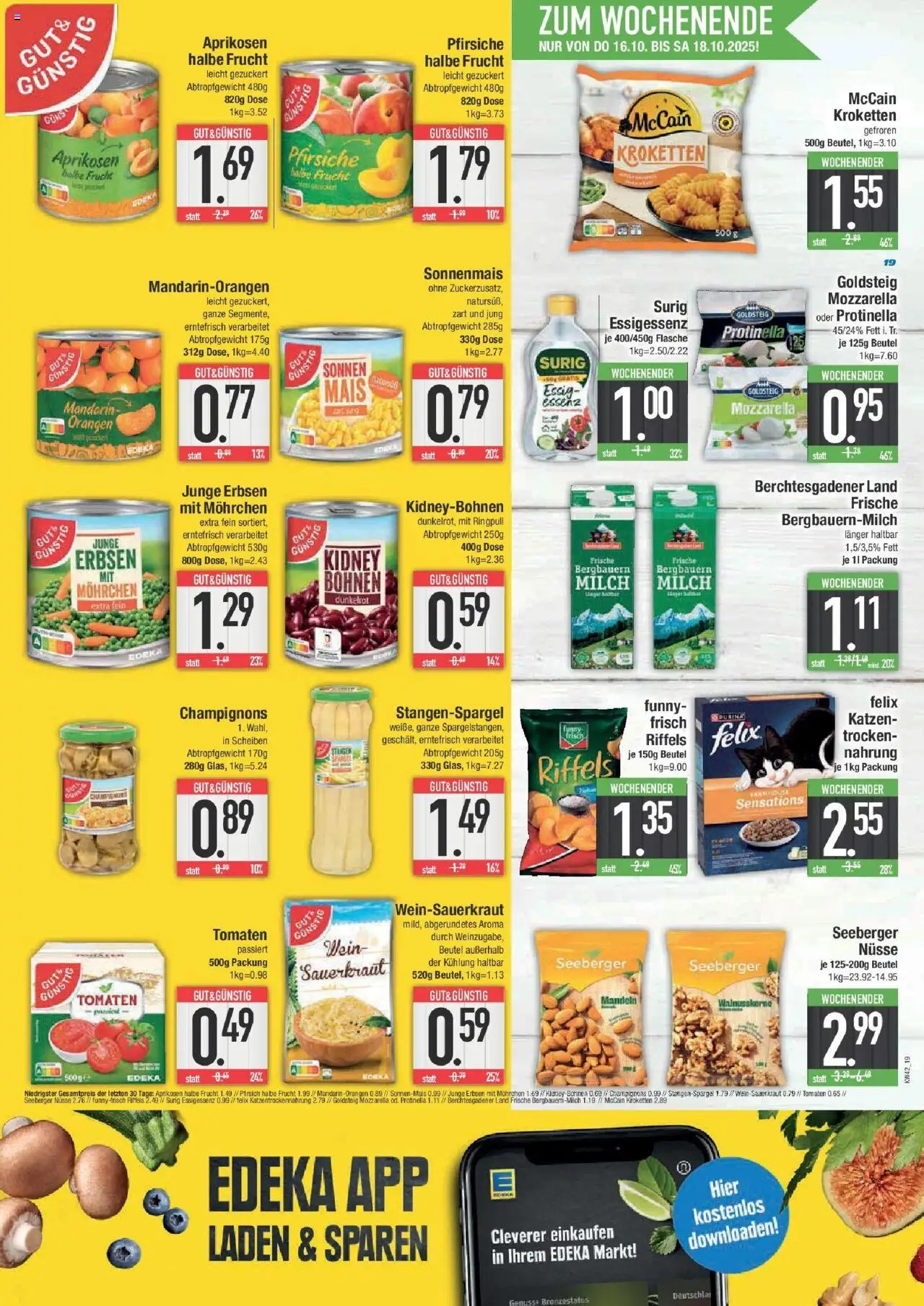 Edeka prospekt Weißenburg	 – gültig ab 13.10.2025 | Seite: 23 | Produkte: Mandeln, McCain, Chips, Nüsse