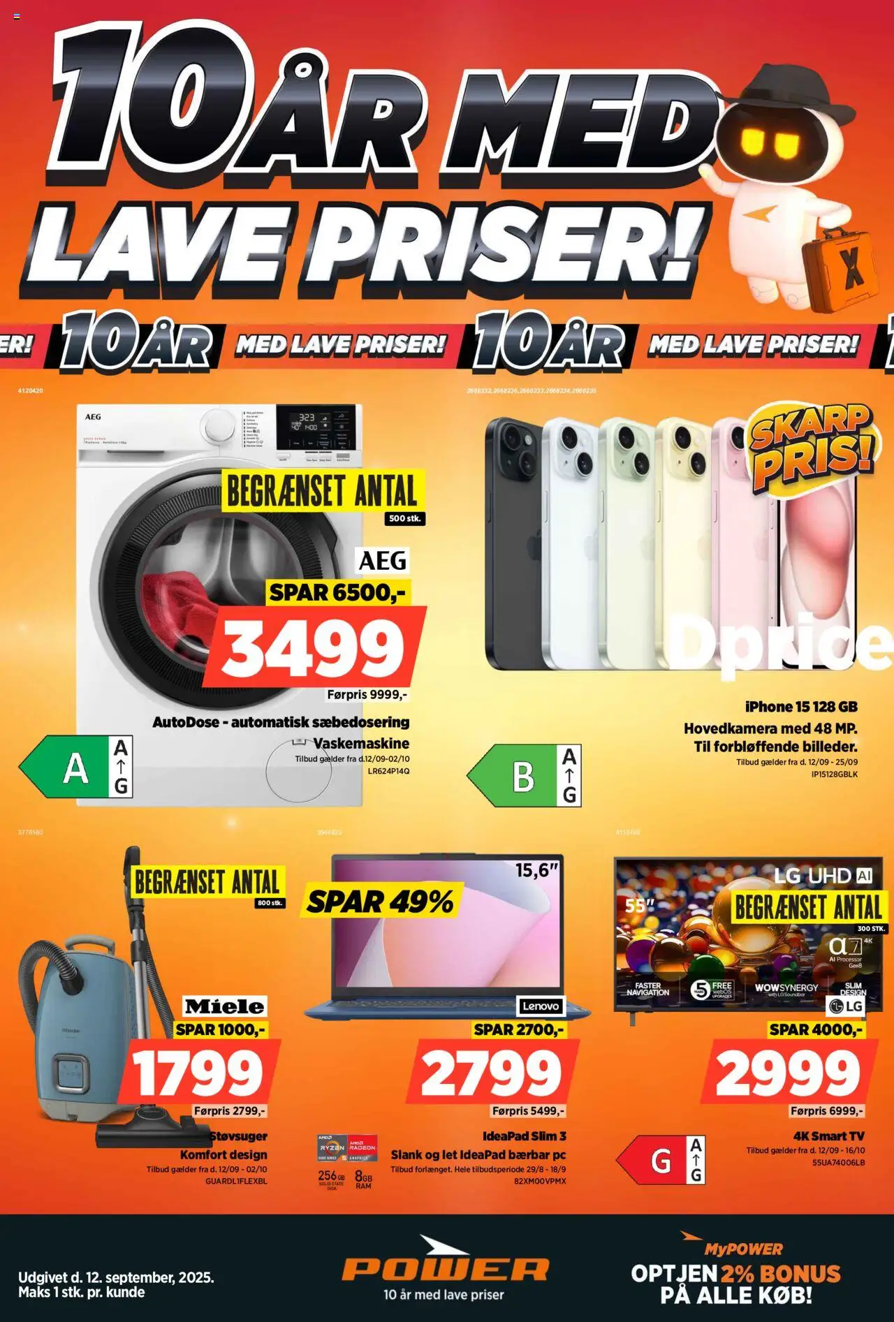 Power tilbudsavis – gyldig fra 12.09.2025 | Side: 1 | Produkter: Soundbar, Smart TV, Vaskemaskine, Navigation