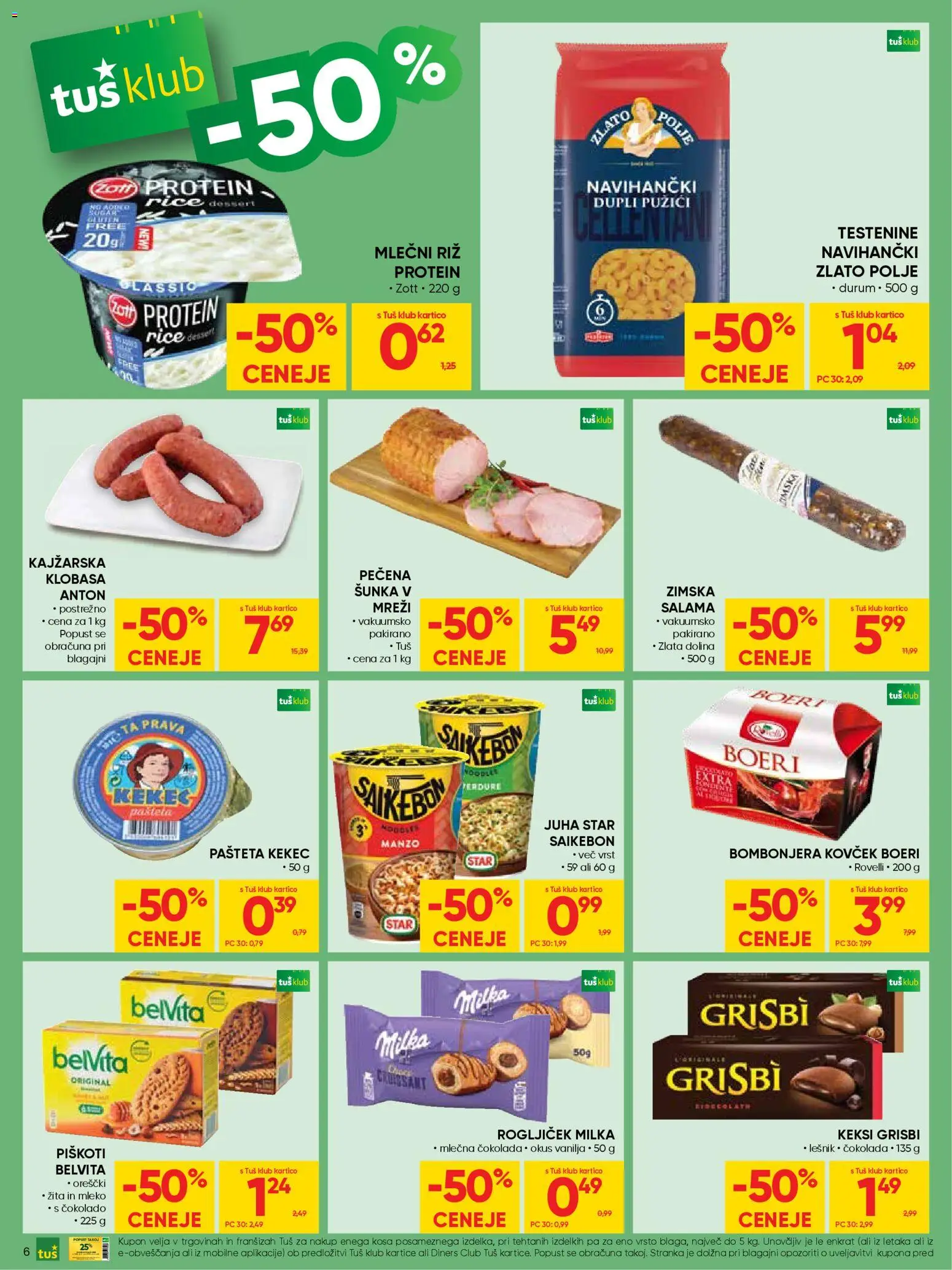 Novi Tuš katalog ponudbe – veljaven od 12.11.2025 | Stran: 6 | Izdelki: Pašteta, Mleko, Sunka, Riz